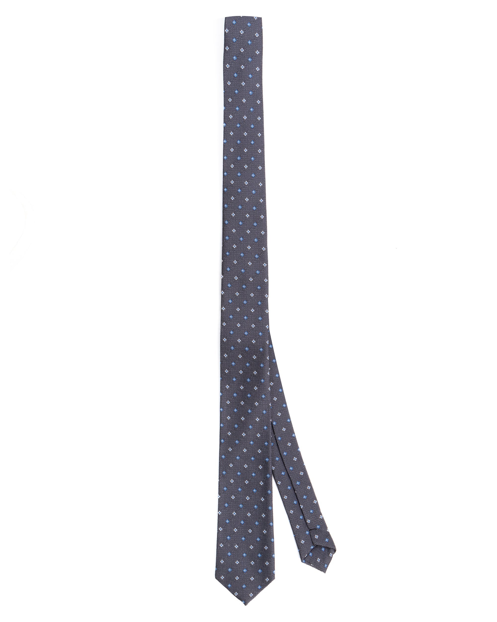 Cravattino uomo unisex cravatta slim in seta con micro fiori jacquard bicolore blu notte GIOSAL-CP1178A
