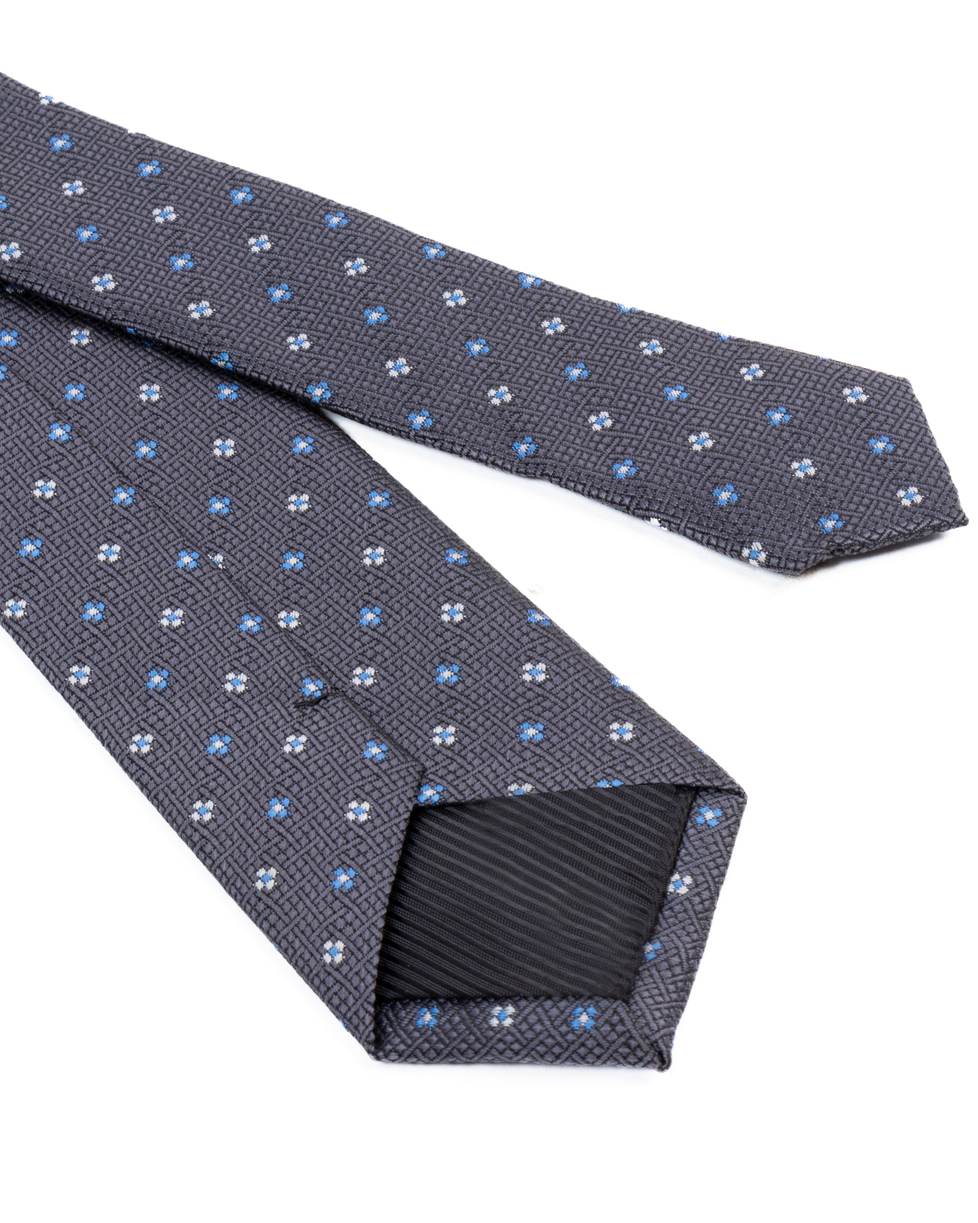 Cravattino uomo unisex cravatta slim in seta con micro fiori jacquard bicolore blu notte GIOSAL-CP1178A