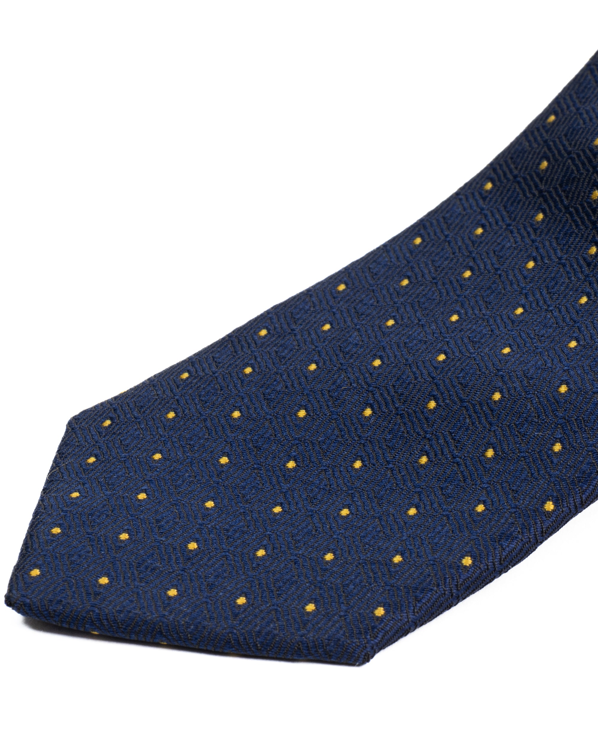 Cravattino uomo unisex cravatta slim in seta con micro pois a contrasto jacquard blu notte GIOSAL-CP1179A