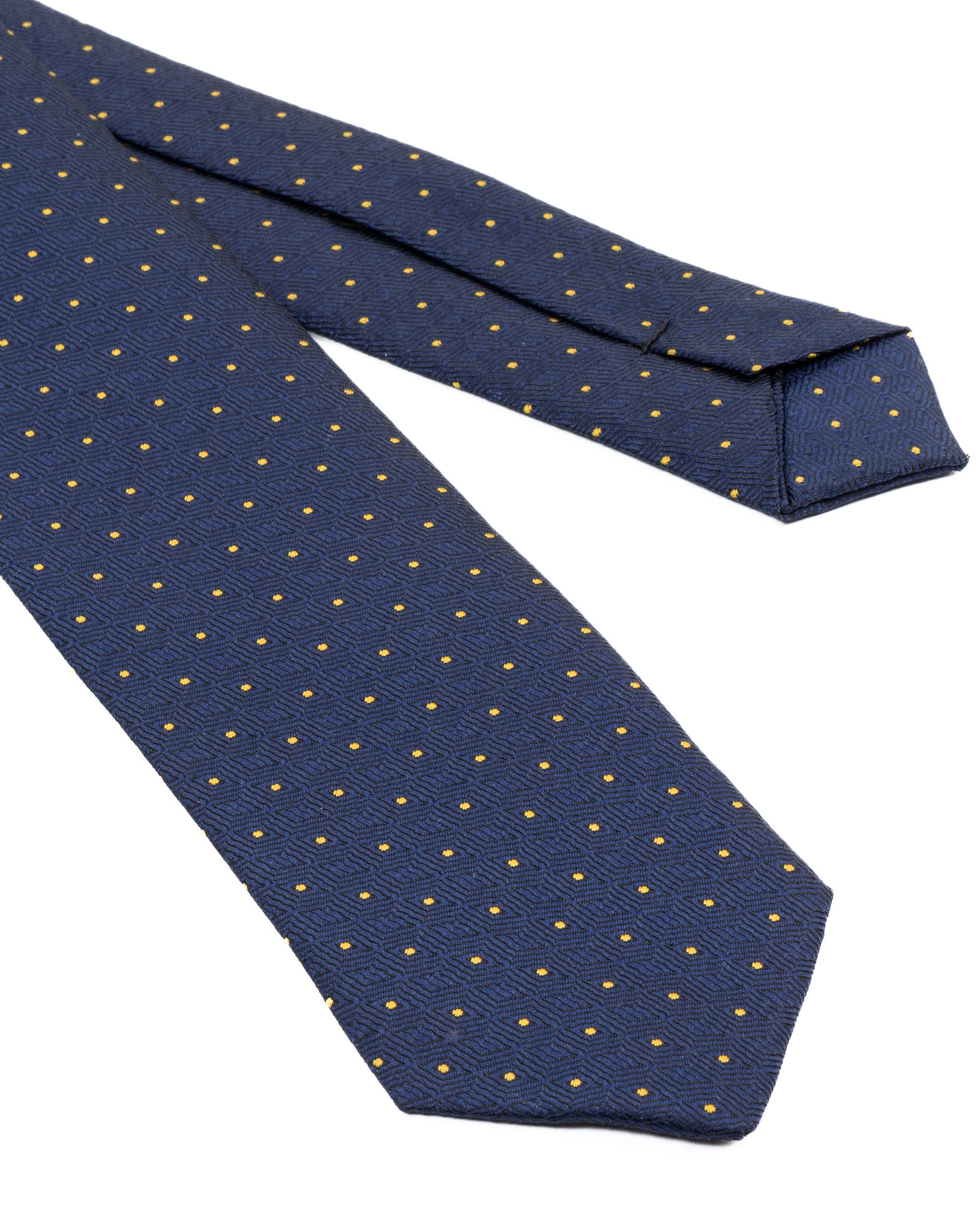 Cravattino uomo unisex cravatta slim in seta con micro pois a contrasto jacquard blu notte GIOSAL-CP1179A