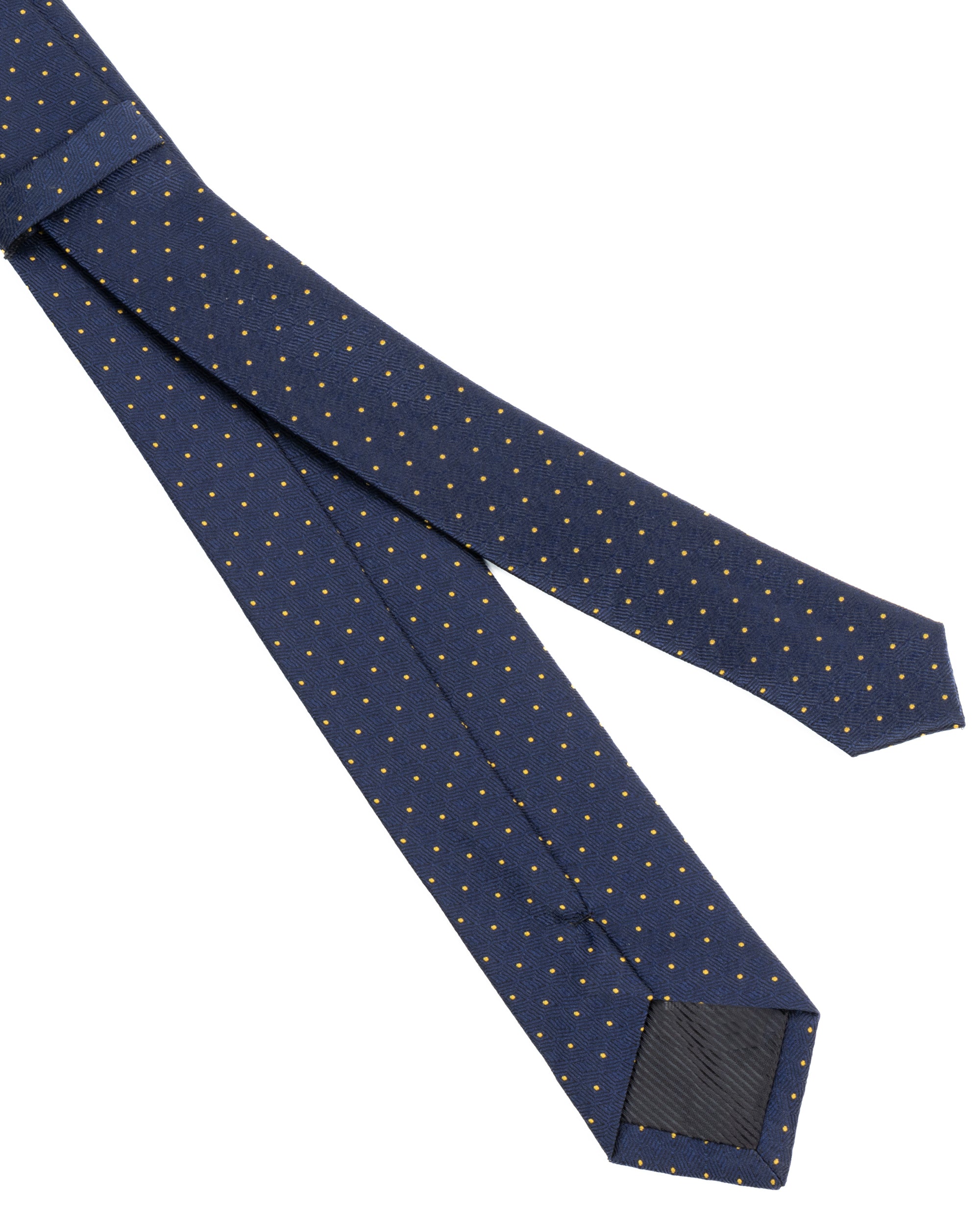 Cravattino uomo unisex cravatta slim in seta con micro pois a contrasto jacquard blu notte GIOSAL-CP1179A