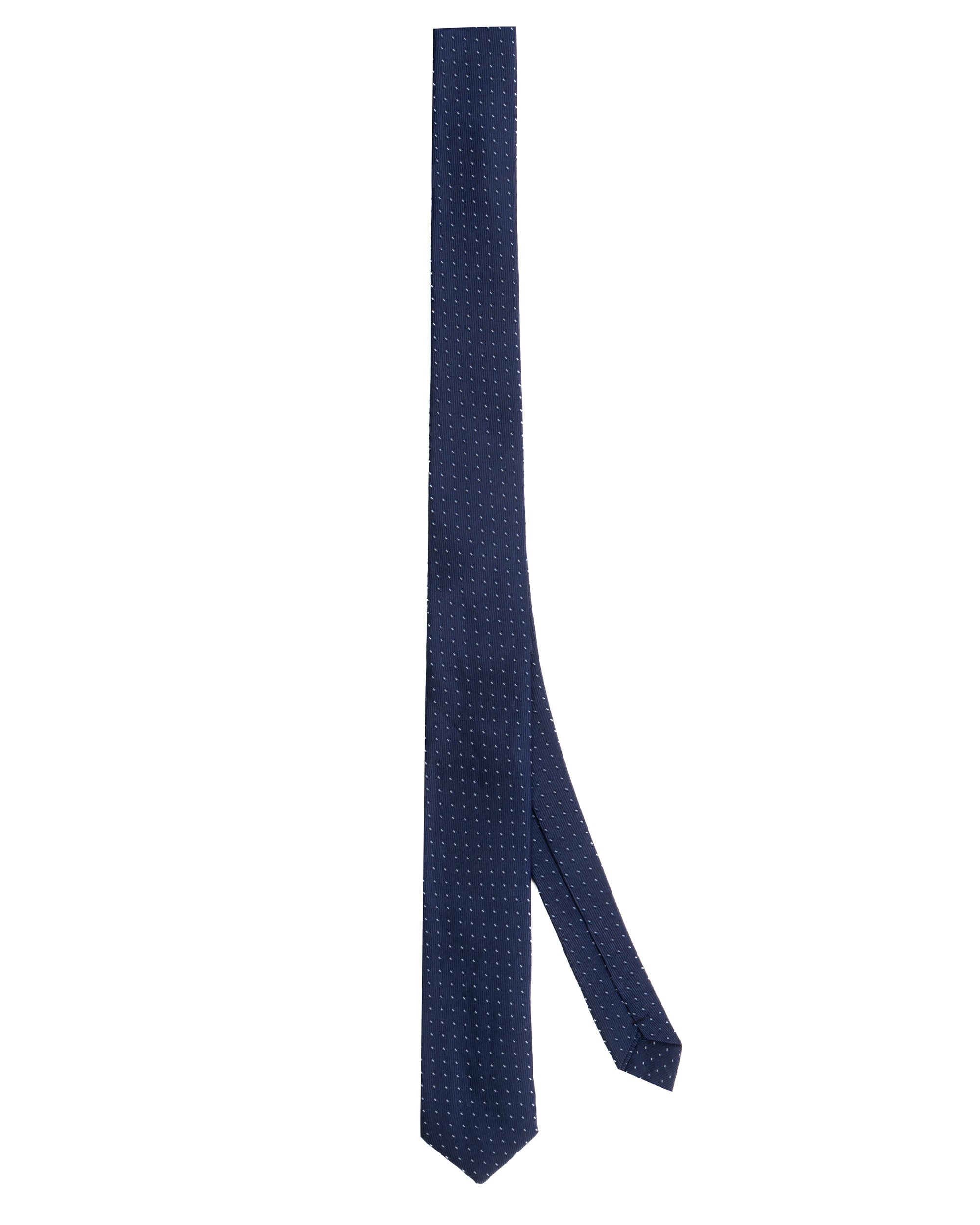 Cravattino uomo unisex cravatta slim in seta con micro pois doppio a contrasto jacquard diagonale blu notte GIOSAL-CP1180A