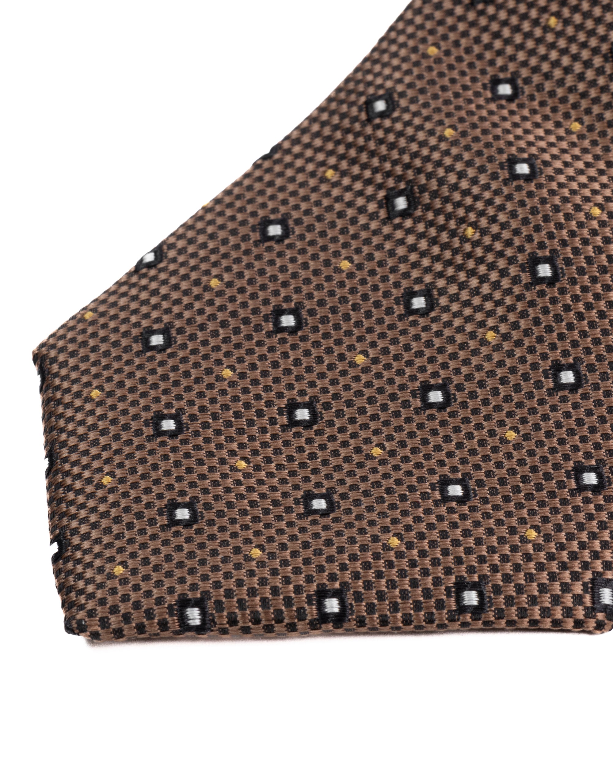 Cravatta uomo unisex in seta con micro quadrati jacquard bicolore marrone caffè GIOSAL-CP1182A