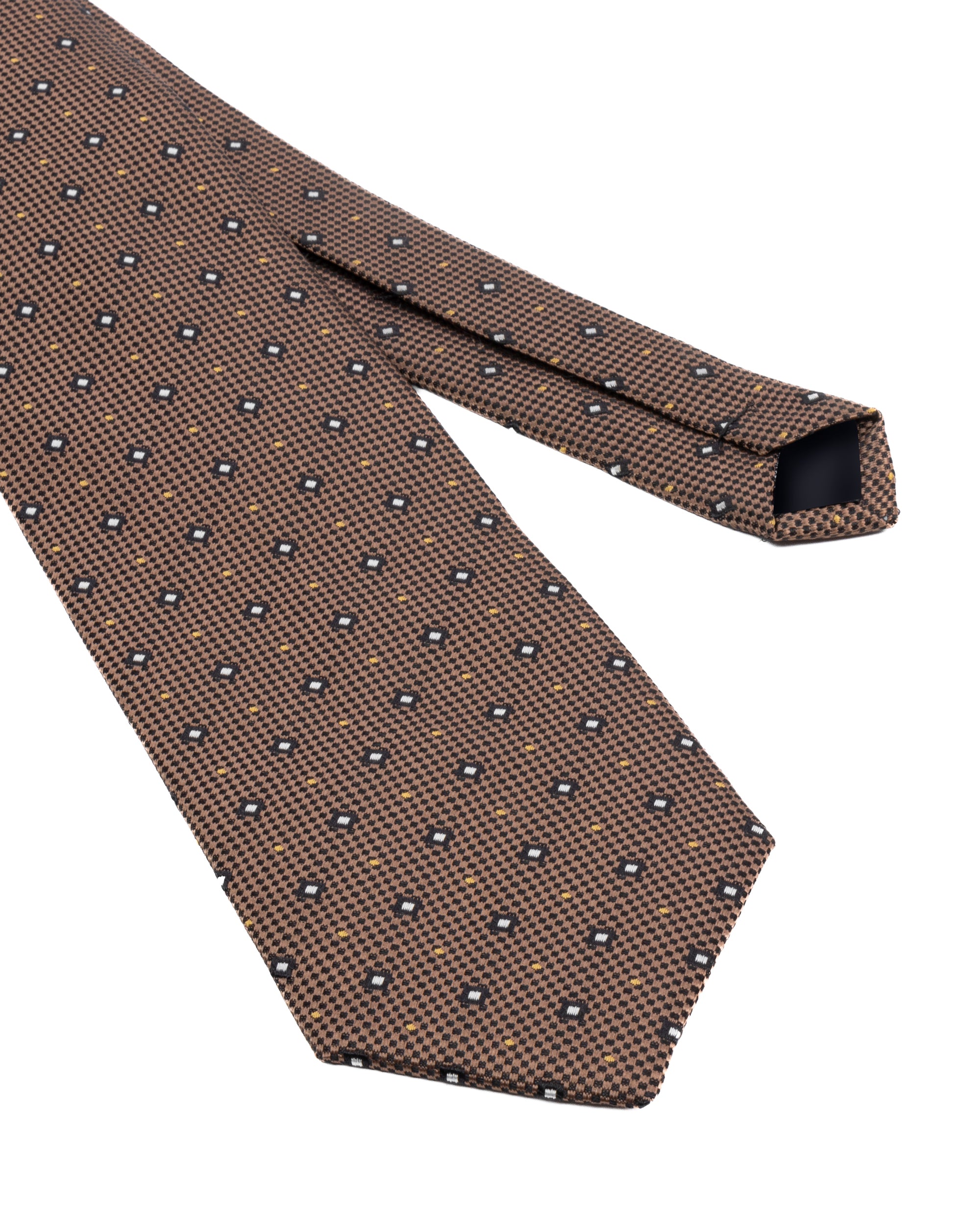 Cravatta uomo unisex in seta con micro quadrati jacquard bicolore marrone caffè GIOSAL-CP1182A