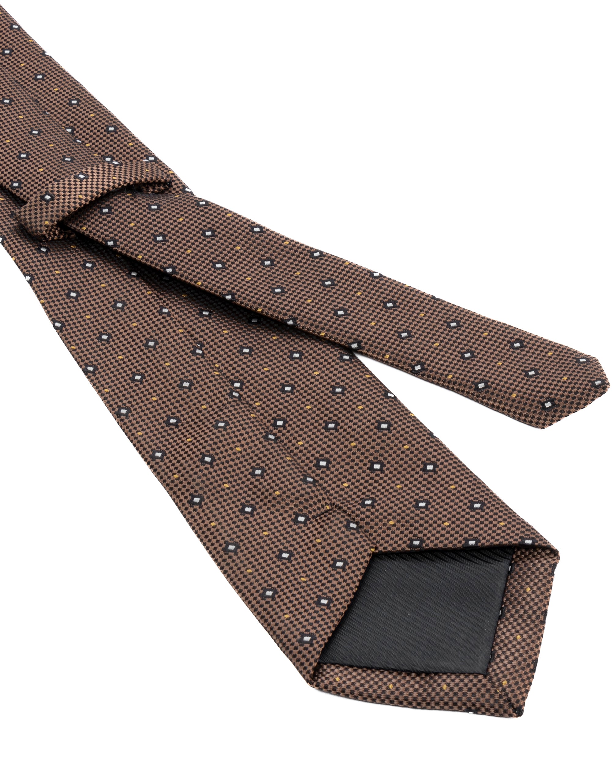Cravatta uomo unisex in seta con micro quadrati jacquard bicolore marrone caffè GIOSAL-CP1182A