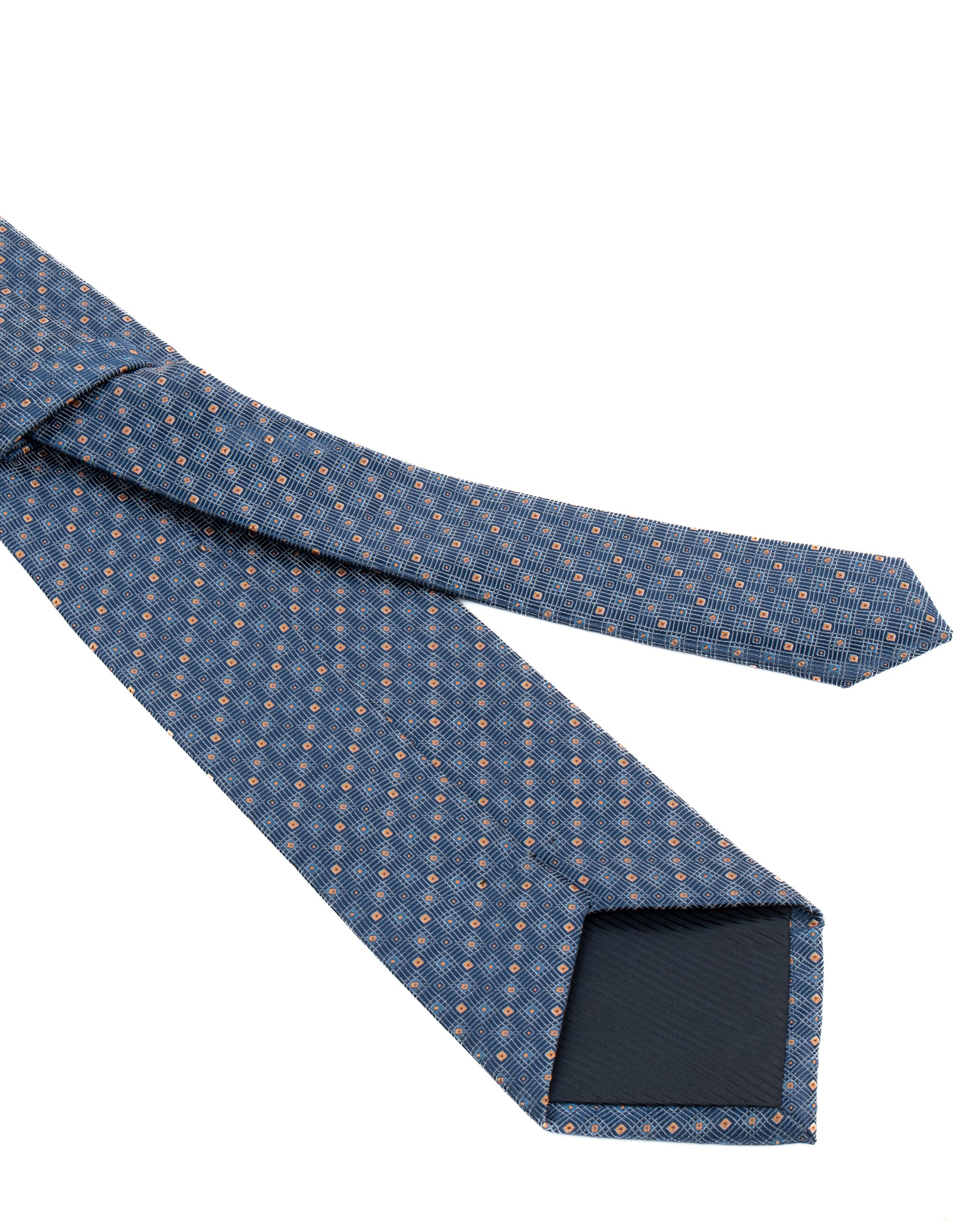 Cravatta uomo unisex in seta con micro quadrati concentrici jacquard multicolore blu tenue GIOSAL-CP1183A