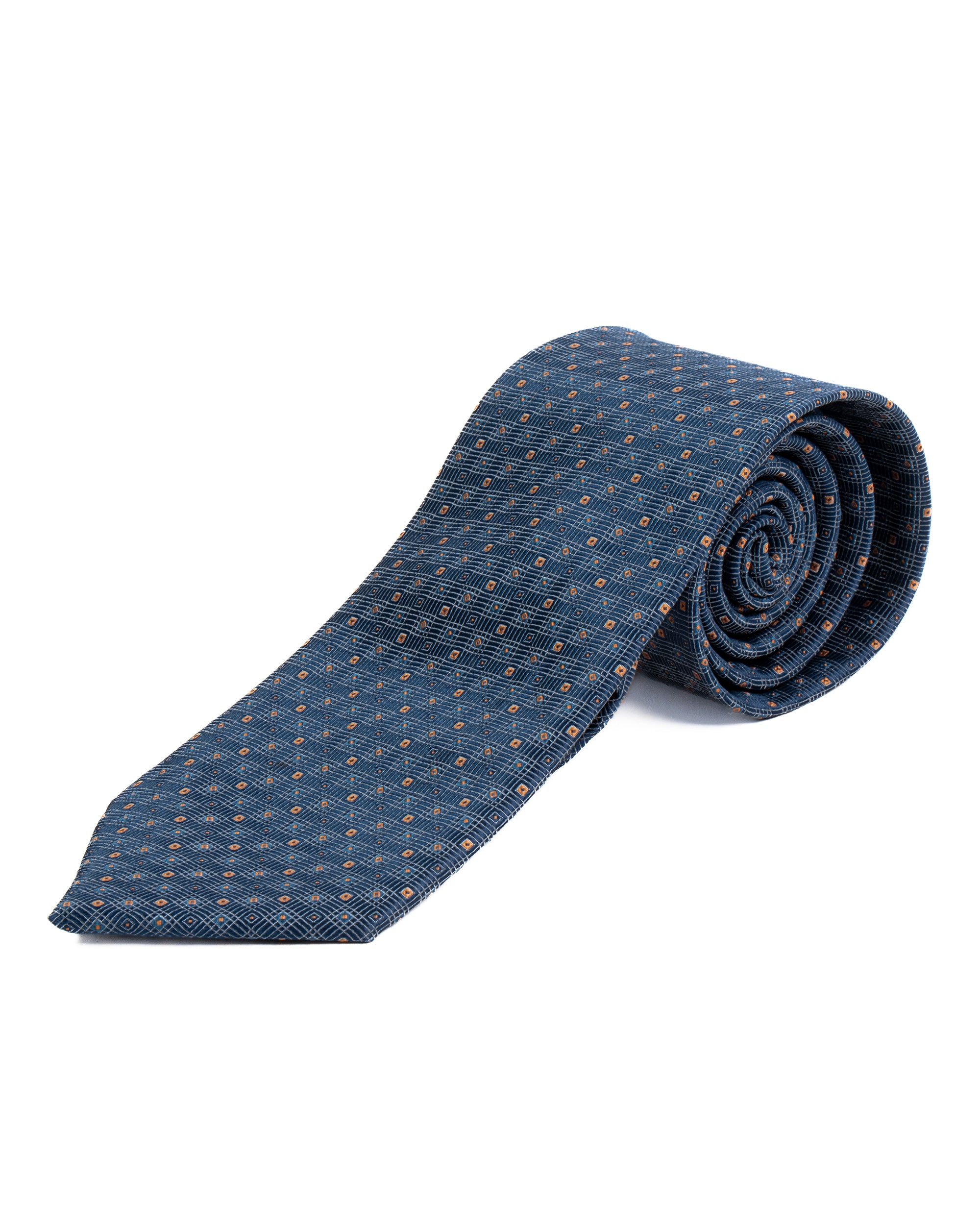 Cravatta uomo unisex in seta con micro quadrati concentrici jacquard multicolore blu tenue GIOSAL-CP1183A