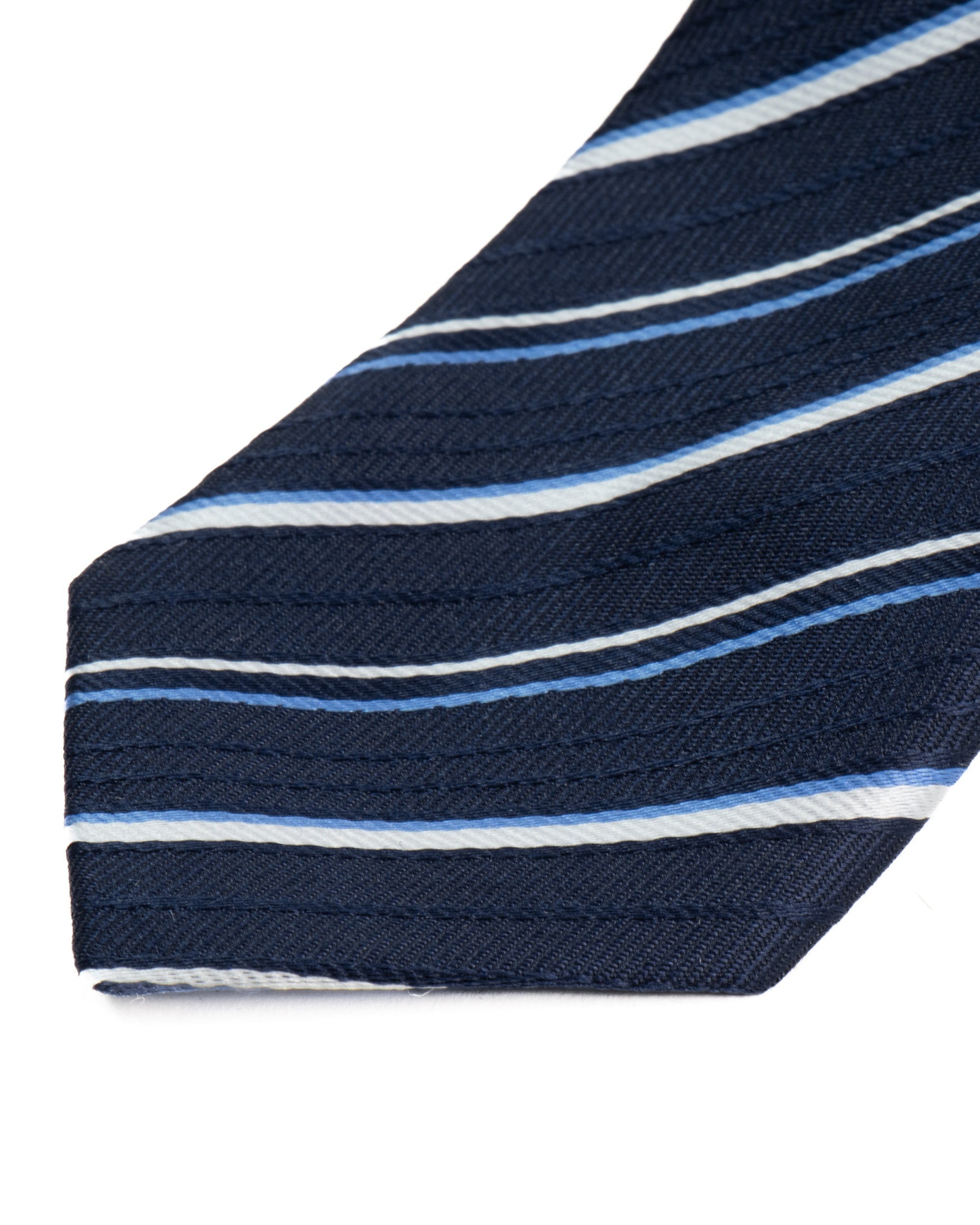 Cravattino uomo unisex cravatta slim in seta con righe diagonali a doppio filato blu GIOSAL-CP1184A
