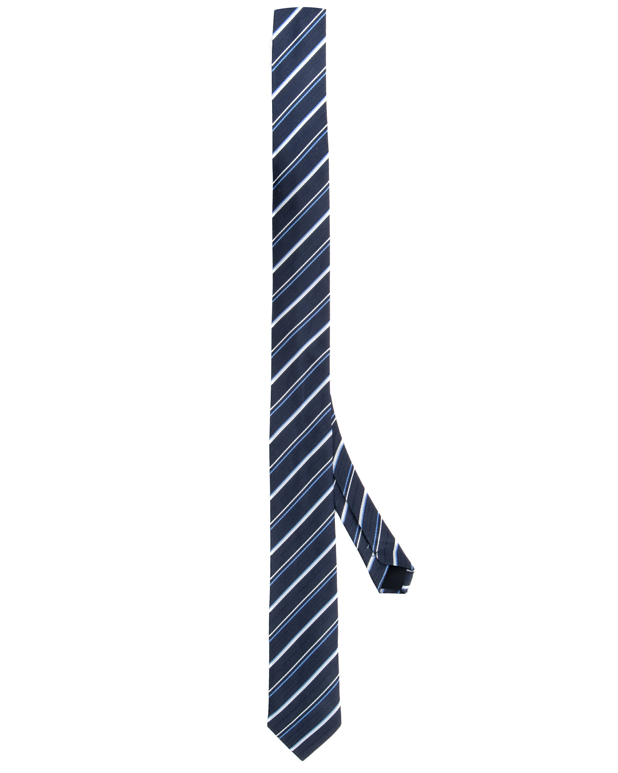Cravattino uomo unisex cravatta slim in seta con righe diagonali a doppio filato blu GIOSAL-CP1184A