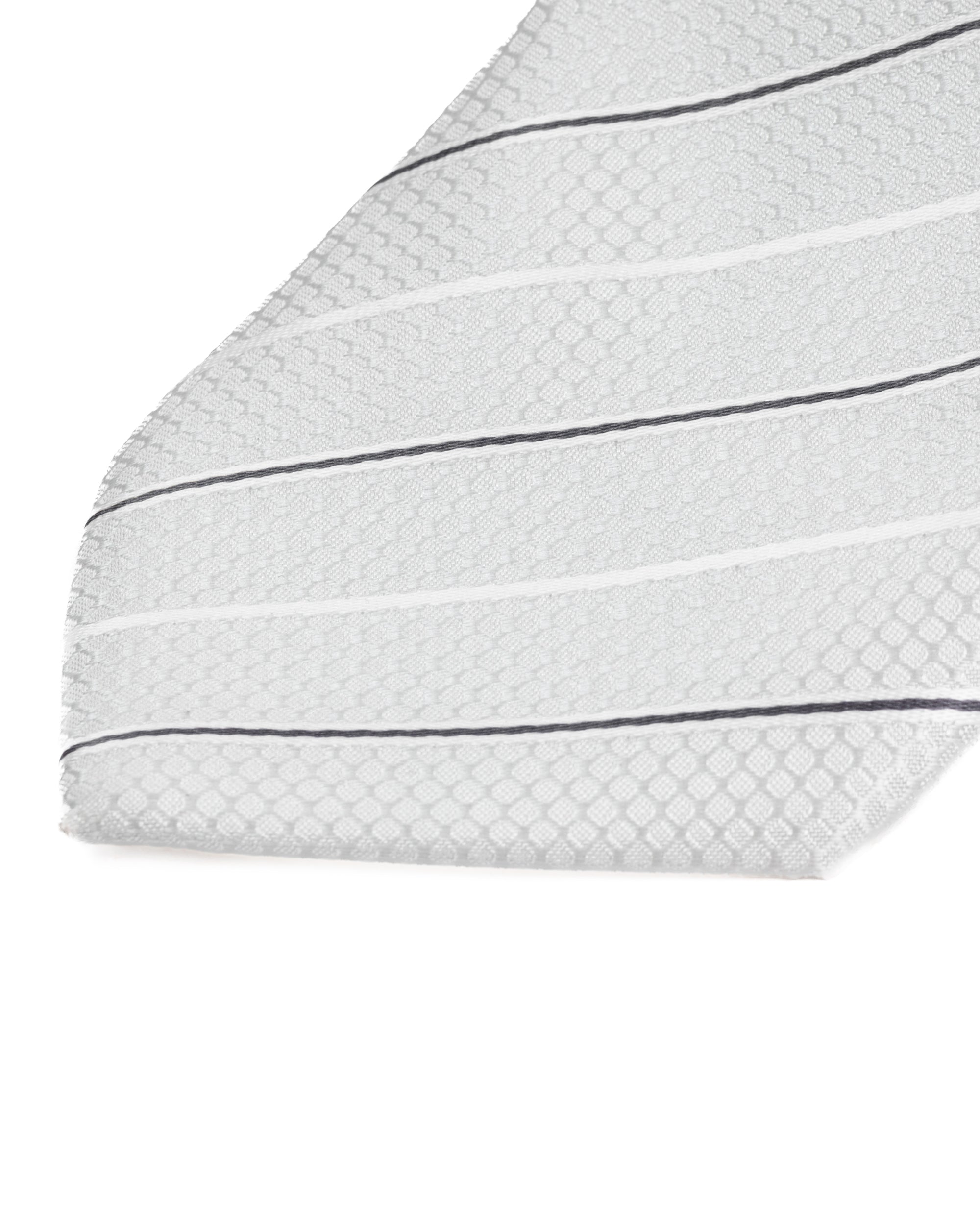 Cravatta uomo unisex slim in seta con riga sottile a contrasto micro quadrati bianco GIOSAL-CP1186A