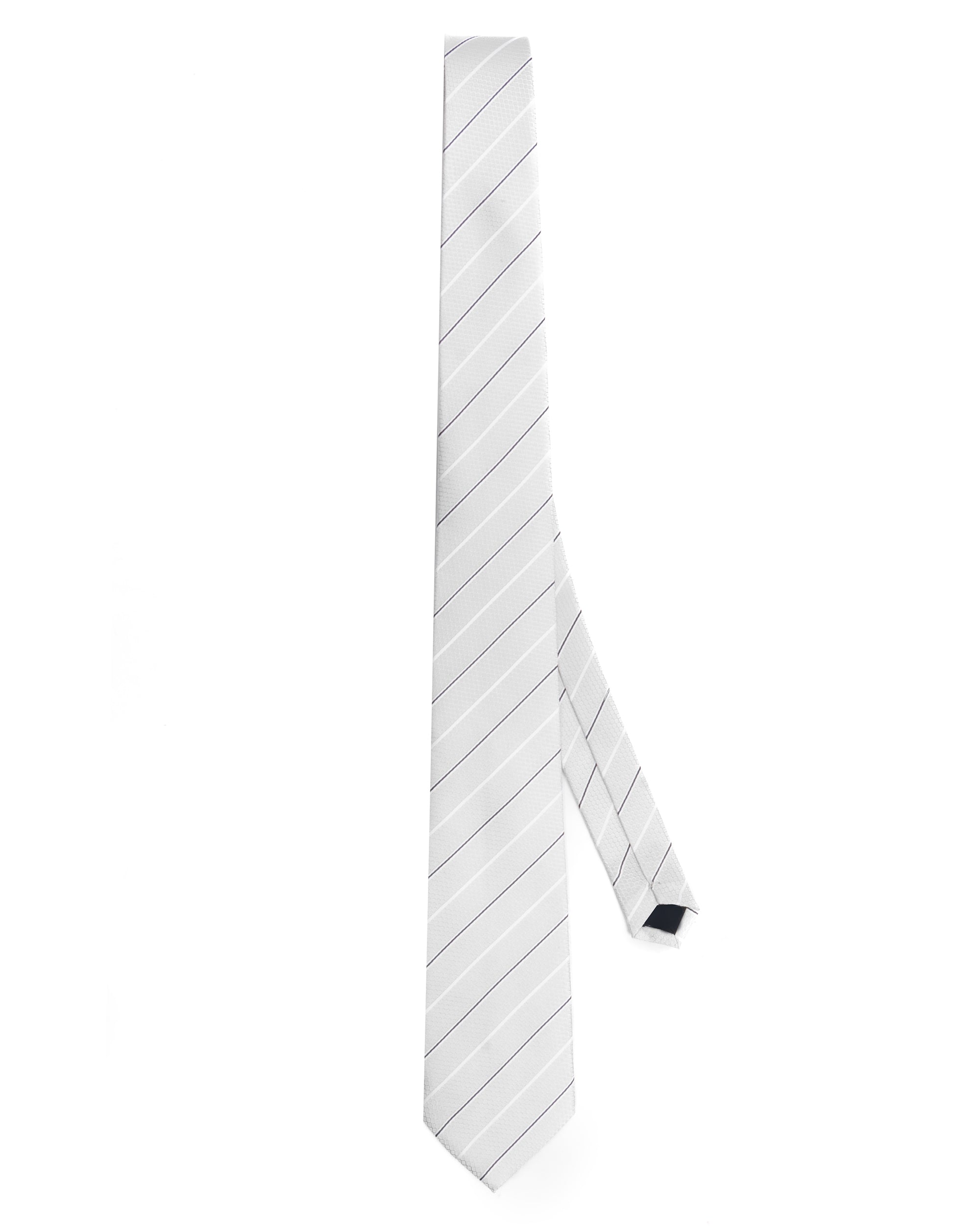 Cravatta uomo unisex slim in seta con riga sottile a contrasto micro quadrati bianco GIOSAL-CP1186A