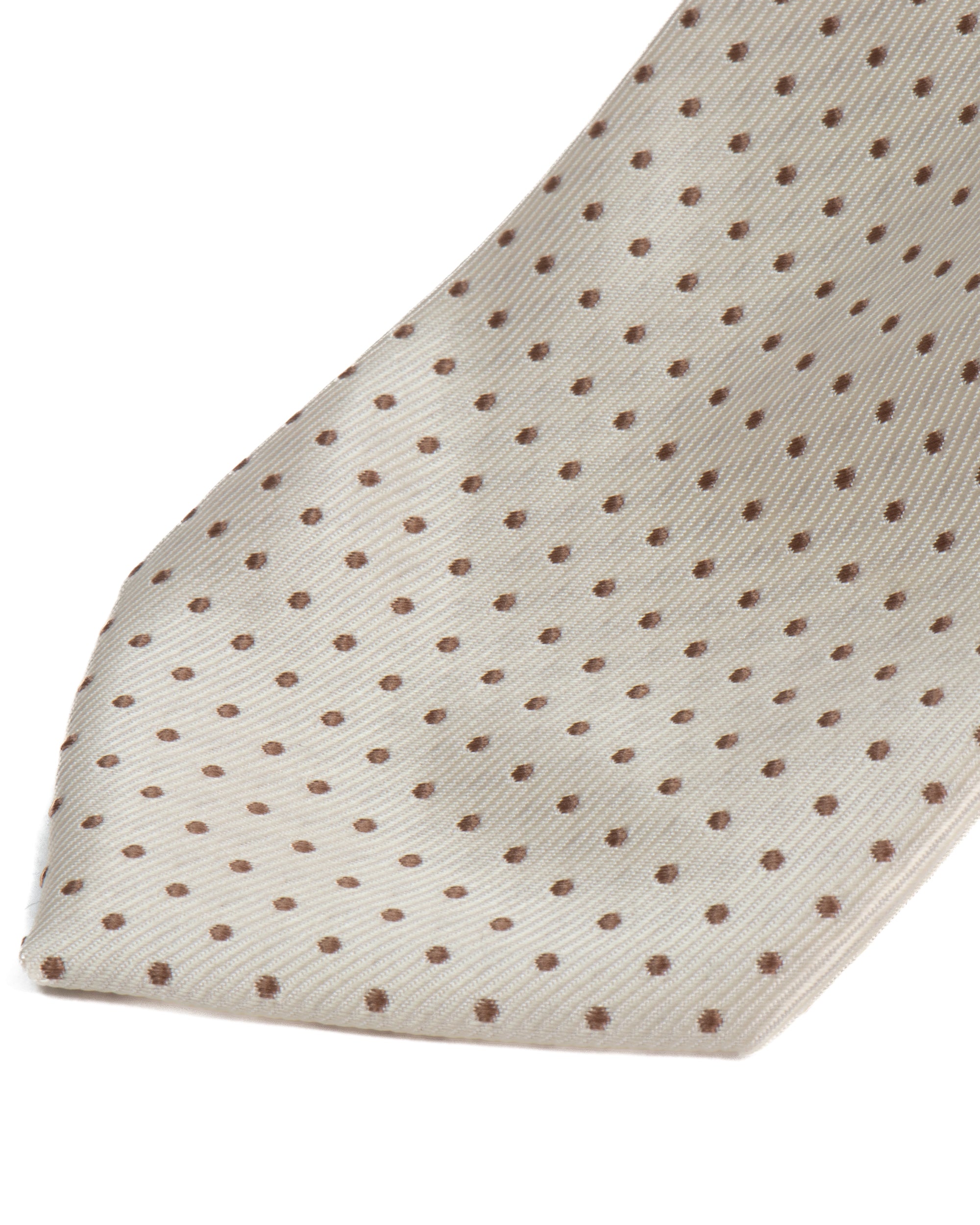 Cravatta uomo unisex slim in seta con micro pois a contrasto trama twill panna GIOSAL-CP1187A