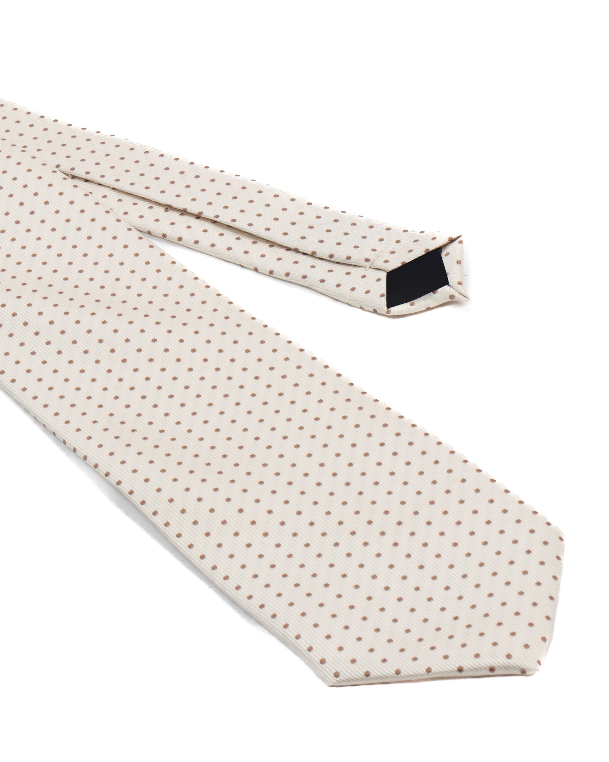 Cravatta uomo unisex slim in seta con micro pois a contrasto trama twill panna GIOSAL-CP1187A