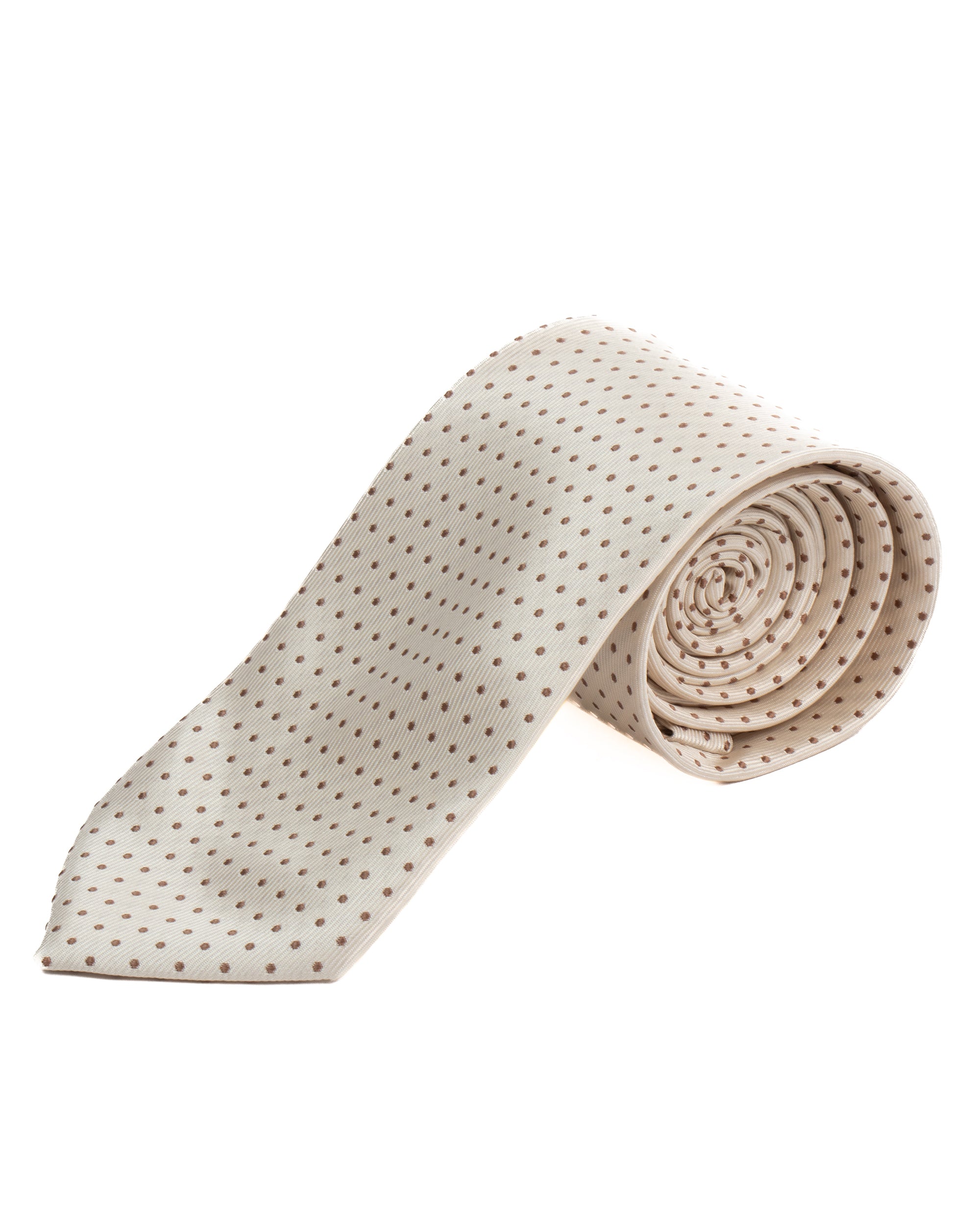Cravatta uomo unisex slim in seta con micro pois a contrasto trama twill panna GIOSAL-CP1187A