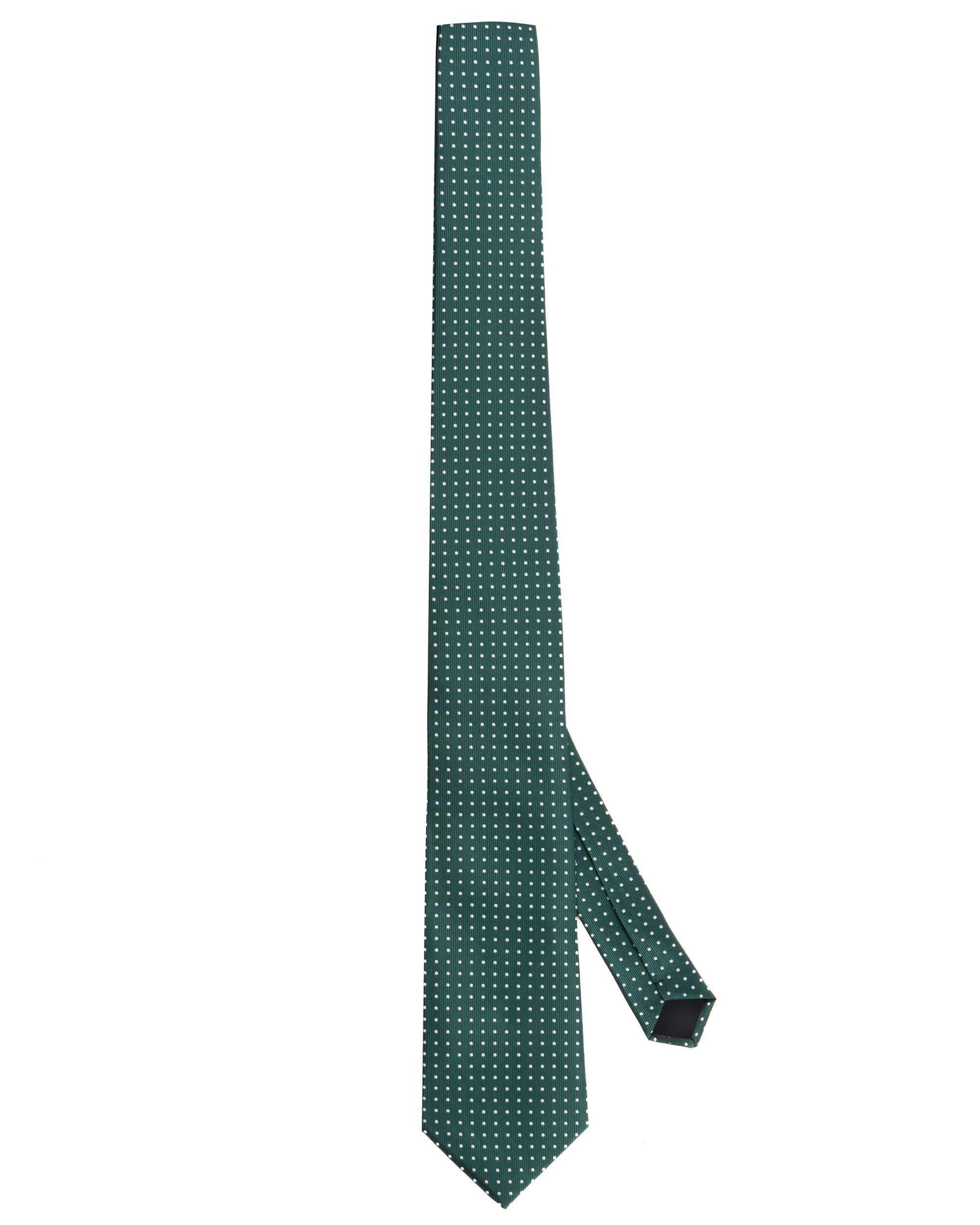 Cravatta uomo unisex slim in seta con micro pois a contrasto trama twill verde GIOSAL-CP1188A