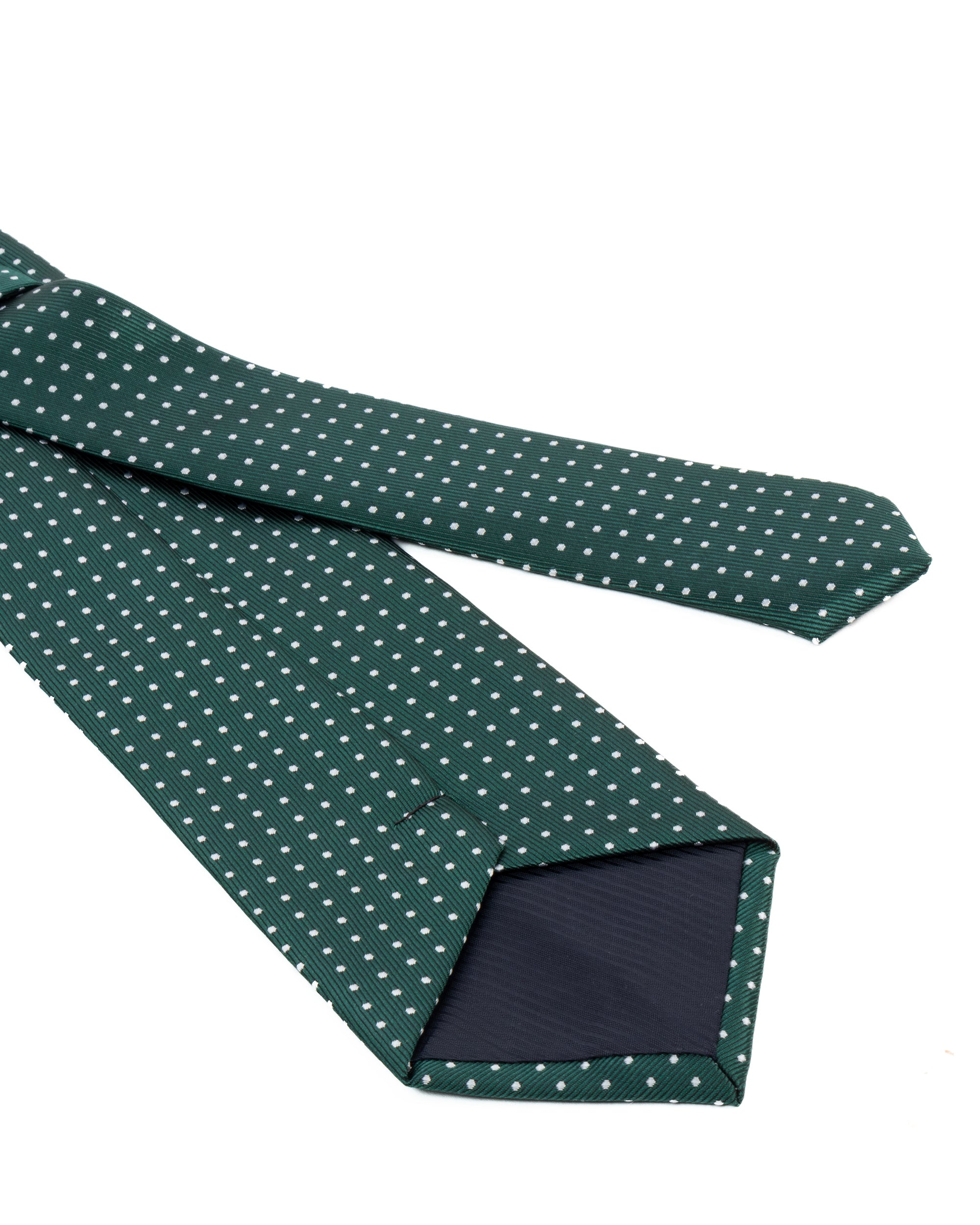 Cravatta uomo unisex slim in seta con micro pois a contrasto trama twill verde GIOSAL-CP1188A