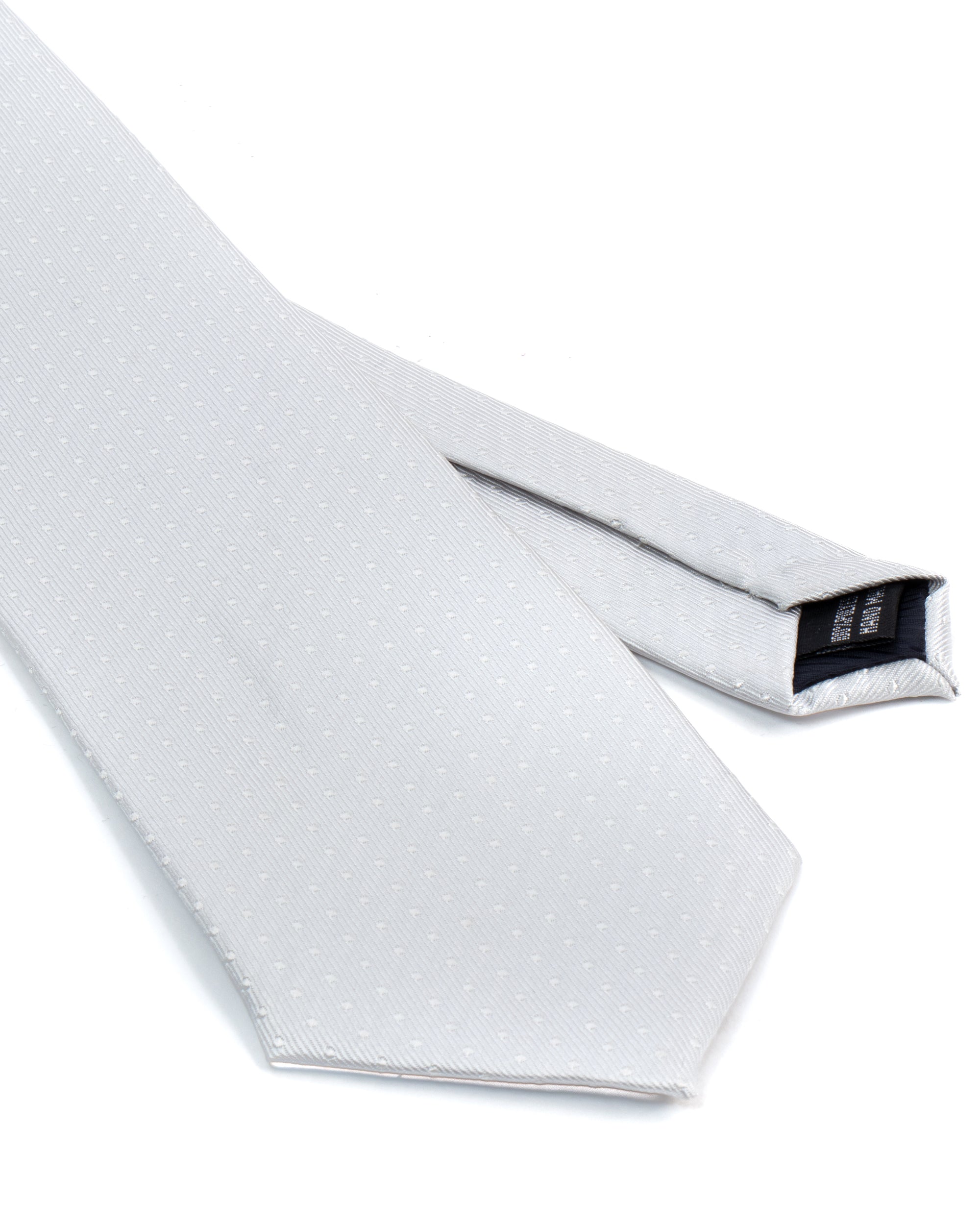 Cravatta uomo unisex slim in seta con micro pois jacquard trama twill bianco GIOSAL-CP1190A