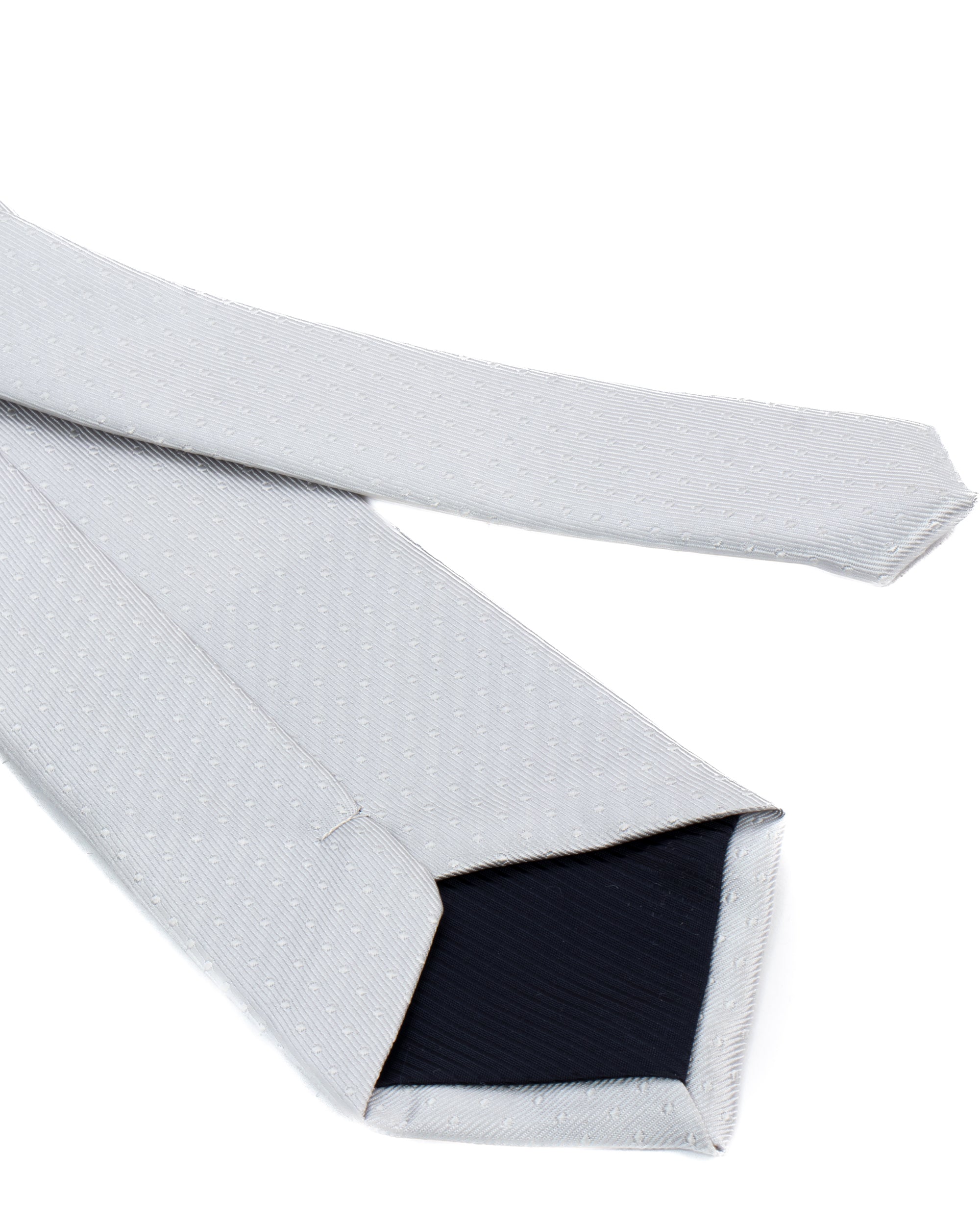 Cravatta uomo unisex slim in seta con micro pois jacquard trama twill bianco GIOSAL-CP1190A