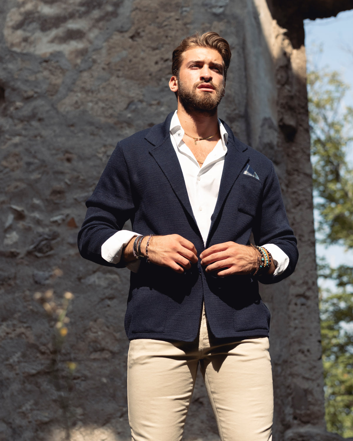 Cardigan uomo giacca con bottoni maglia cotone casual blu GIOSAL-M2664A
