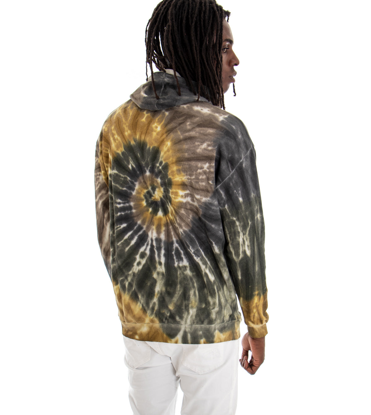 Felpa Con Cappuccio Uomo Multicolore Maglia Tie Dye Comoda Relaxed Fit GIOSAL-F2667A