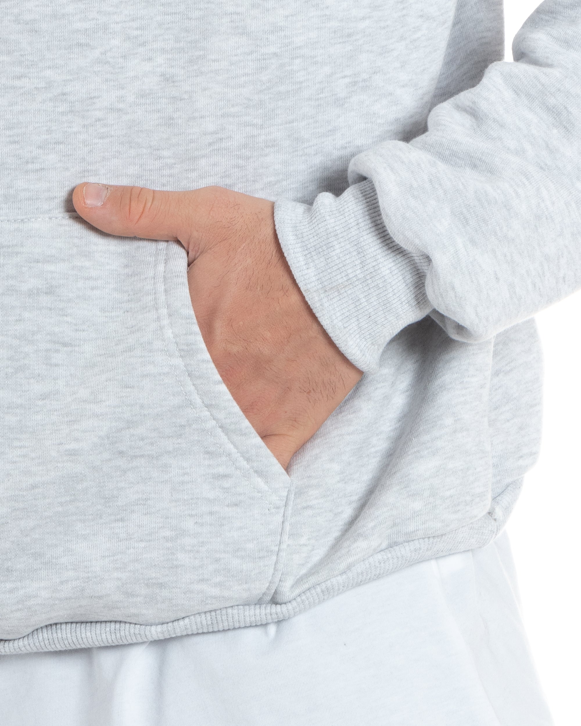 Felpa Con Cappuccio Uomo Boxy Fit Basic Felpata Comoda Tinta Unita Grigio Chiaro GIOSAL-F2991A