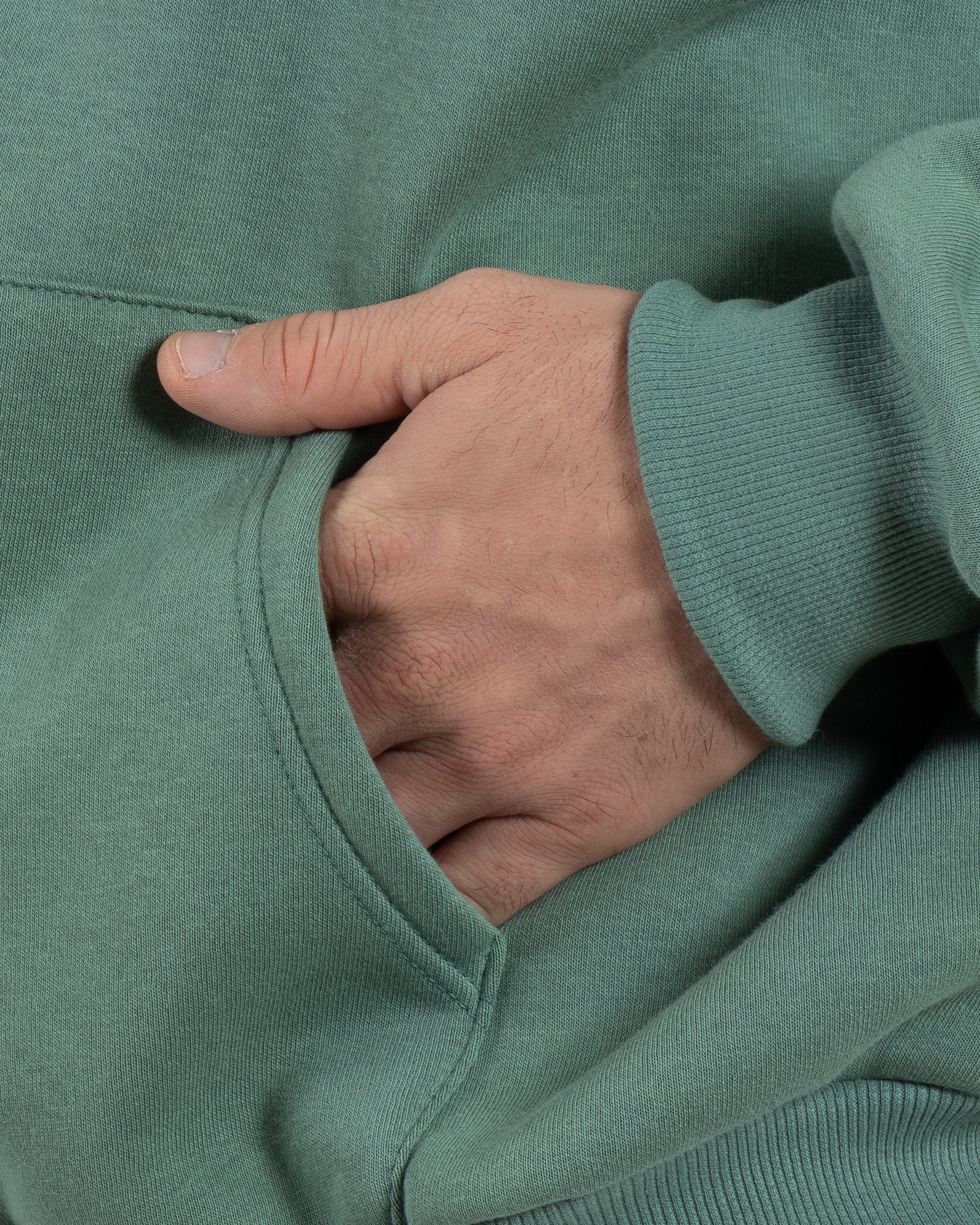 Felpa Con Cappuccio Uomo Boxy Fit Basic Felpata Comoda Tinta Unita Verde Salvia GIOSAL-F2992A