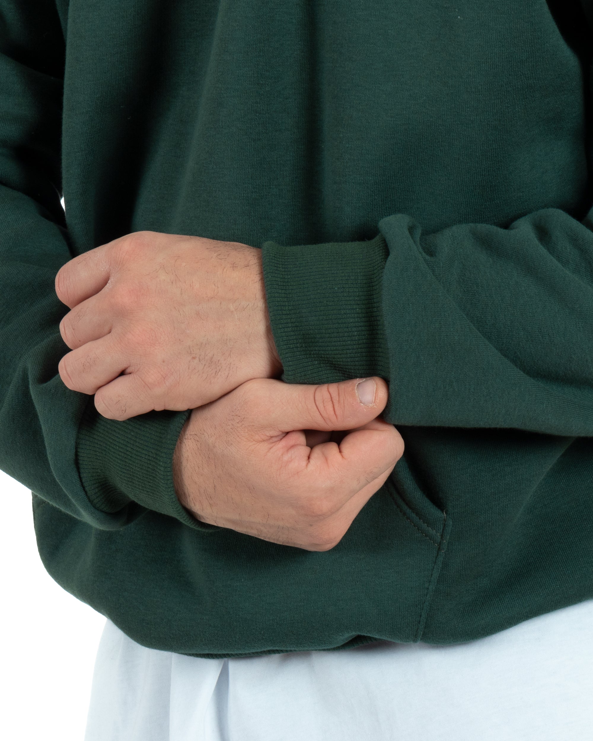 Felpa Con Cappuccio Uomo Boxy Fit Basic Felpata Comoda Tinta Unita Verde GIOSAL-F2993A