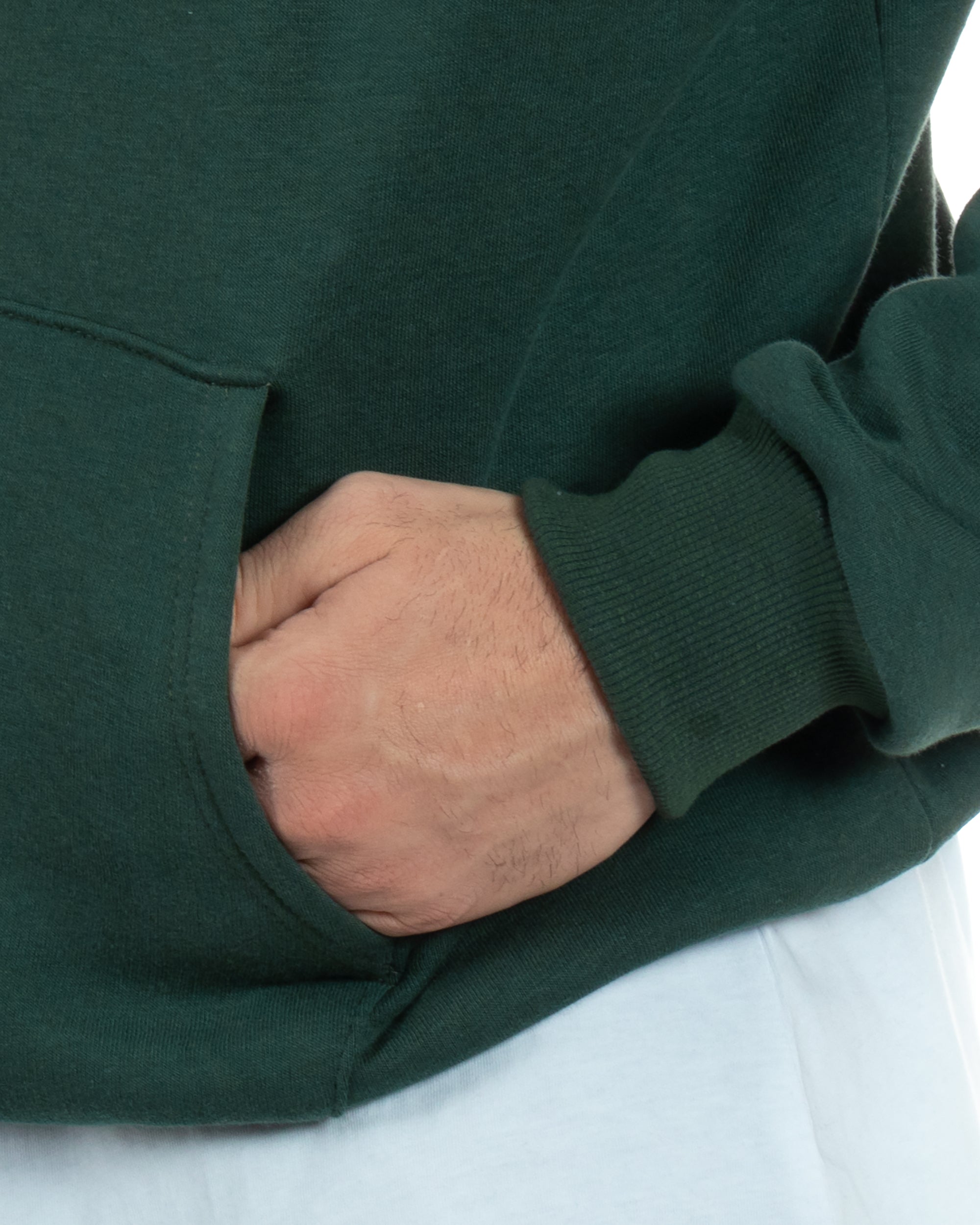 Felpa Con Cappuccio Uomo Boxy Fit Basic Felpata Comoda Tinta Unita Verde GIOSAL-F2993A