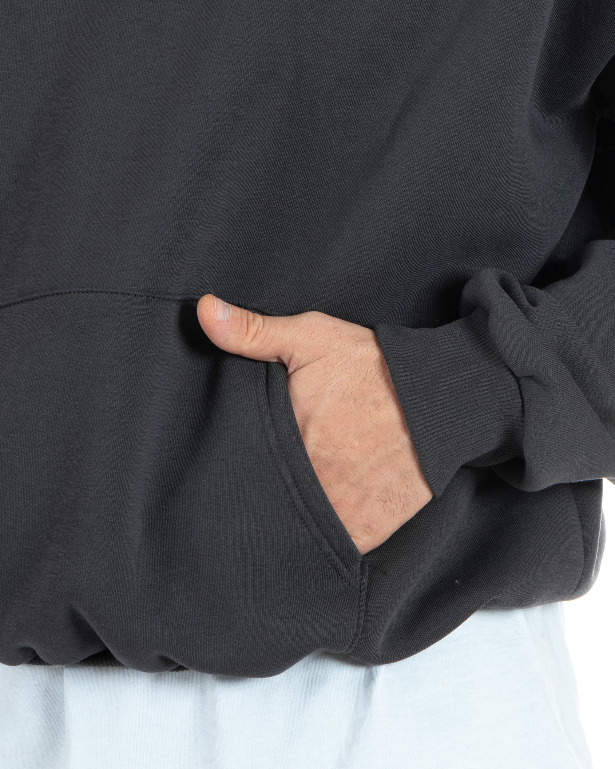 Felpa Con Cappuccio Uomo Boxy Fit Basic Felpata Comoda Piombo F2995A