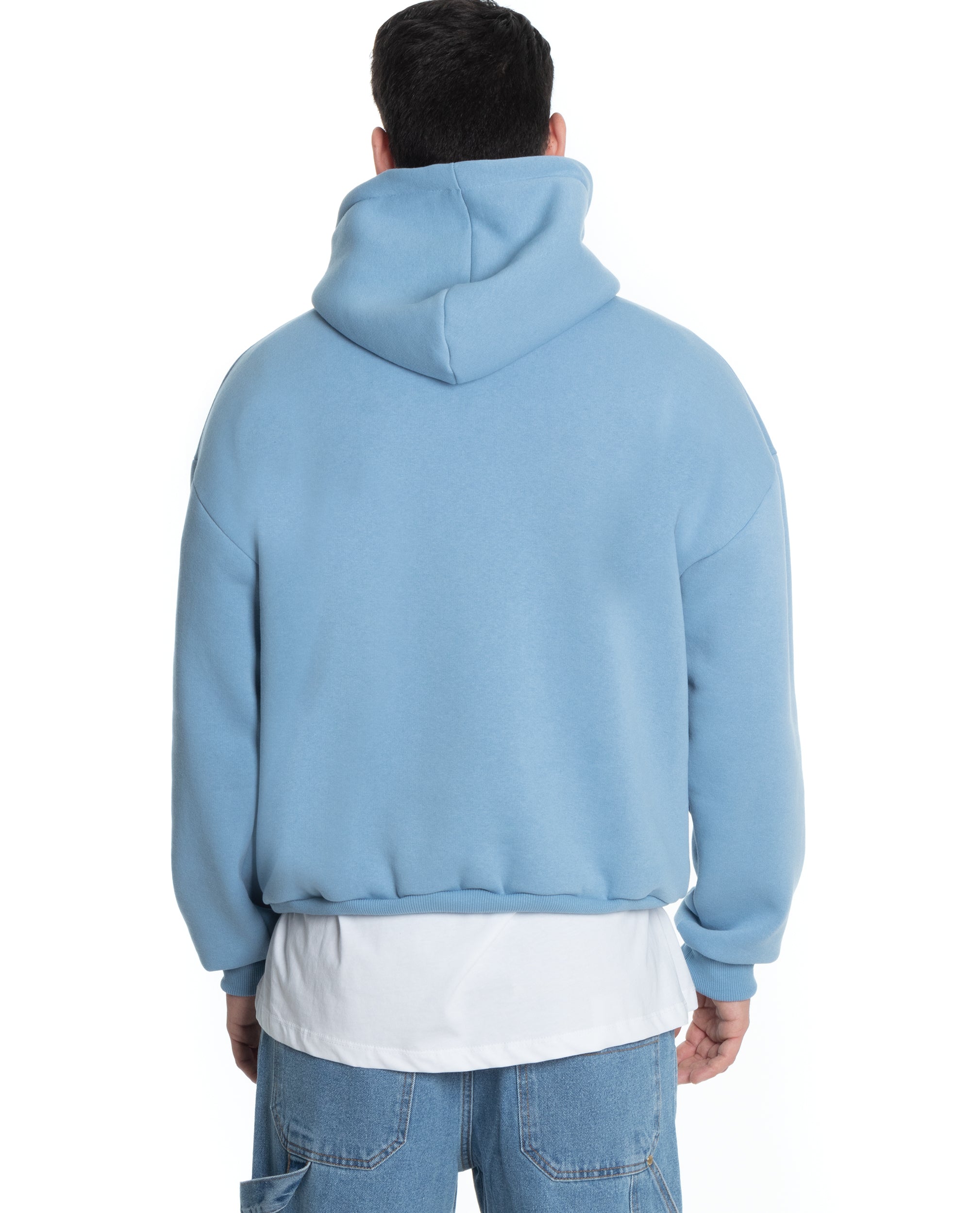 Felpa Con Cappuccio Uomo Boxy Fit Basic Felpata Comoda Tinta Unita Polvere GIOSAL-F2996A