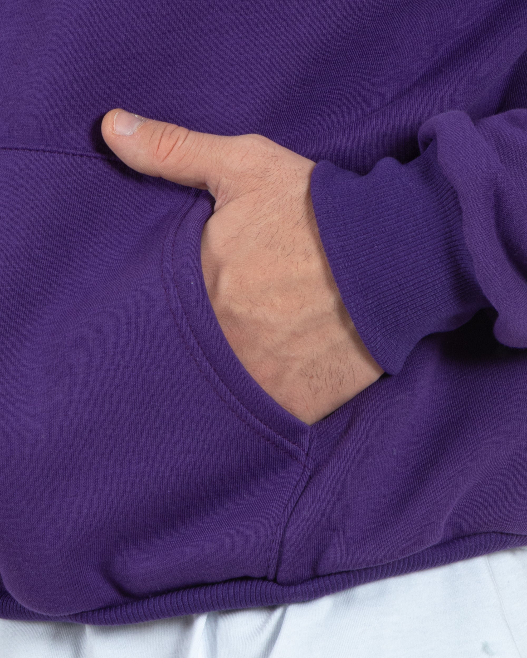 Felpa Con Cappuccio Uomo Boxy Fit Basic Felpata Comoda Tinta Unita Viola GIOSAL-F2997A