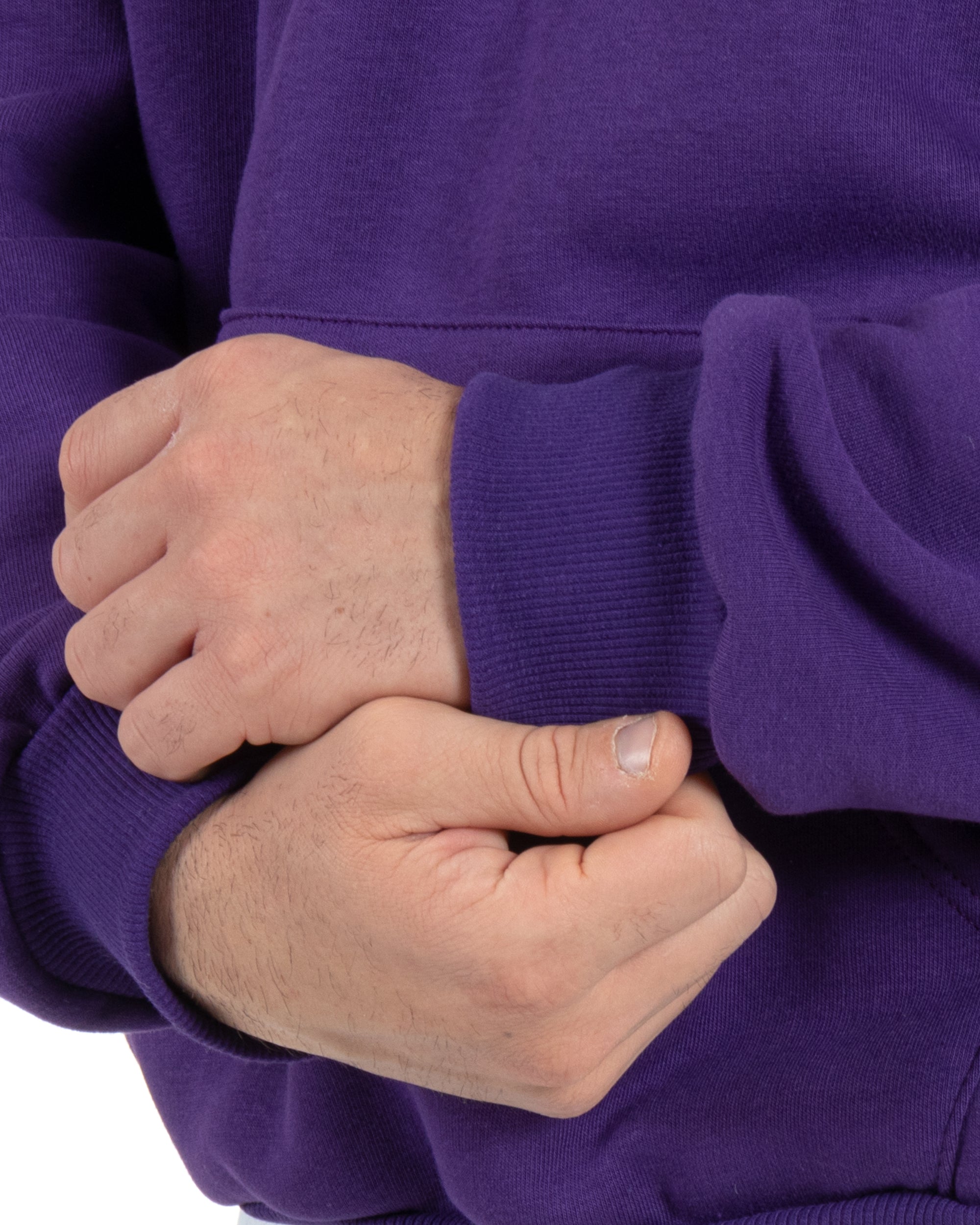 Felpa Con Cappuccio Uomo Boxy Fit Basic Felpata Comoda Tinta Unita Viola GIOSAL-F2997A