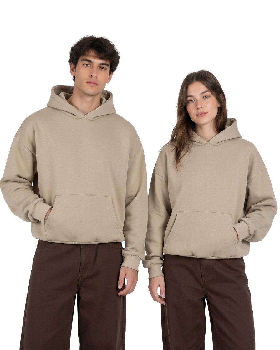 Herren-Hoodie im kastenförmigen Basic-Stil, bequem, Beige F3003A