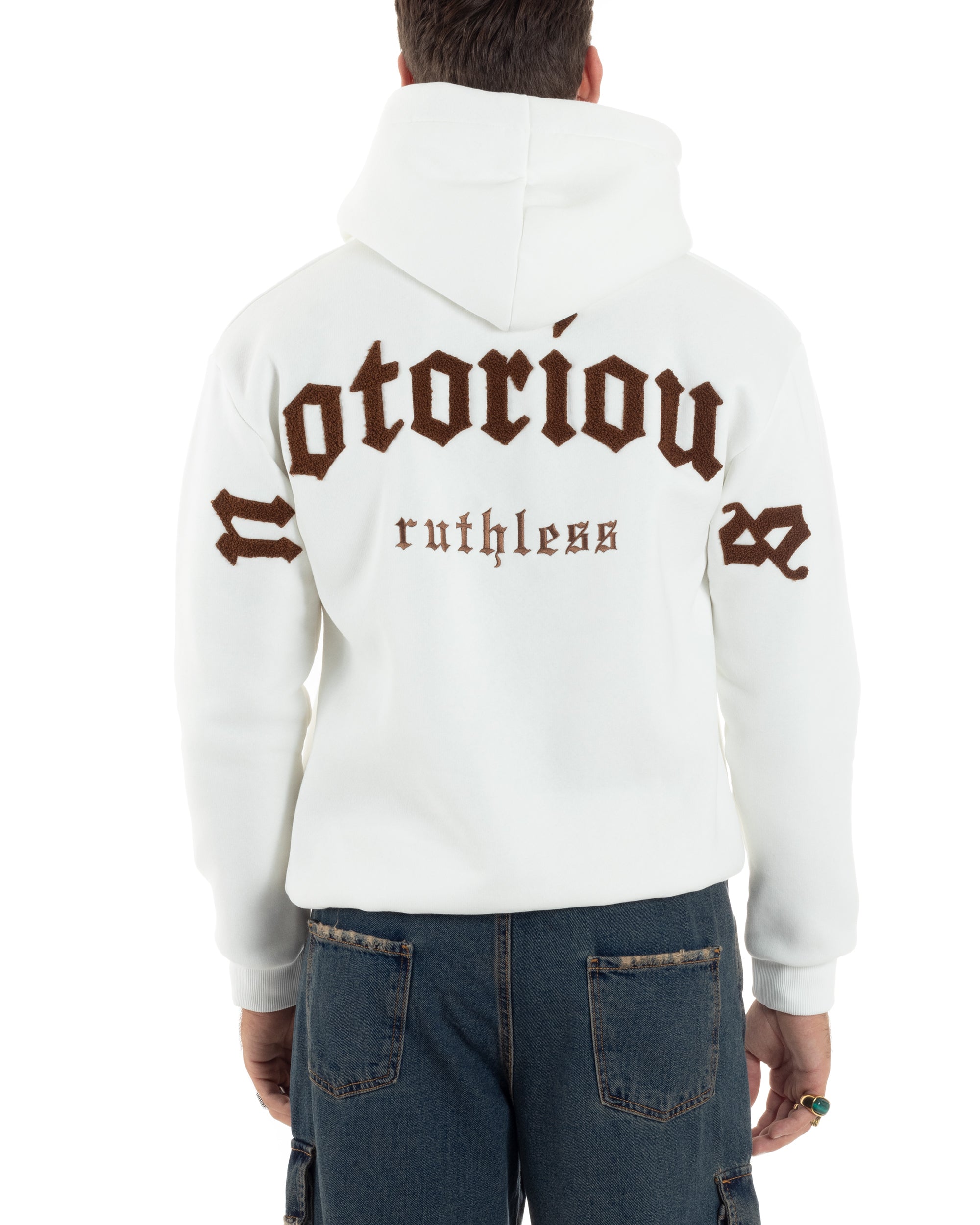 Felpa Uomo PolyCotton Garzata Con Cappuccio E Ricamo Teddy Relaxed Fit