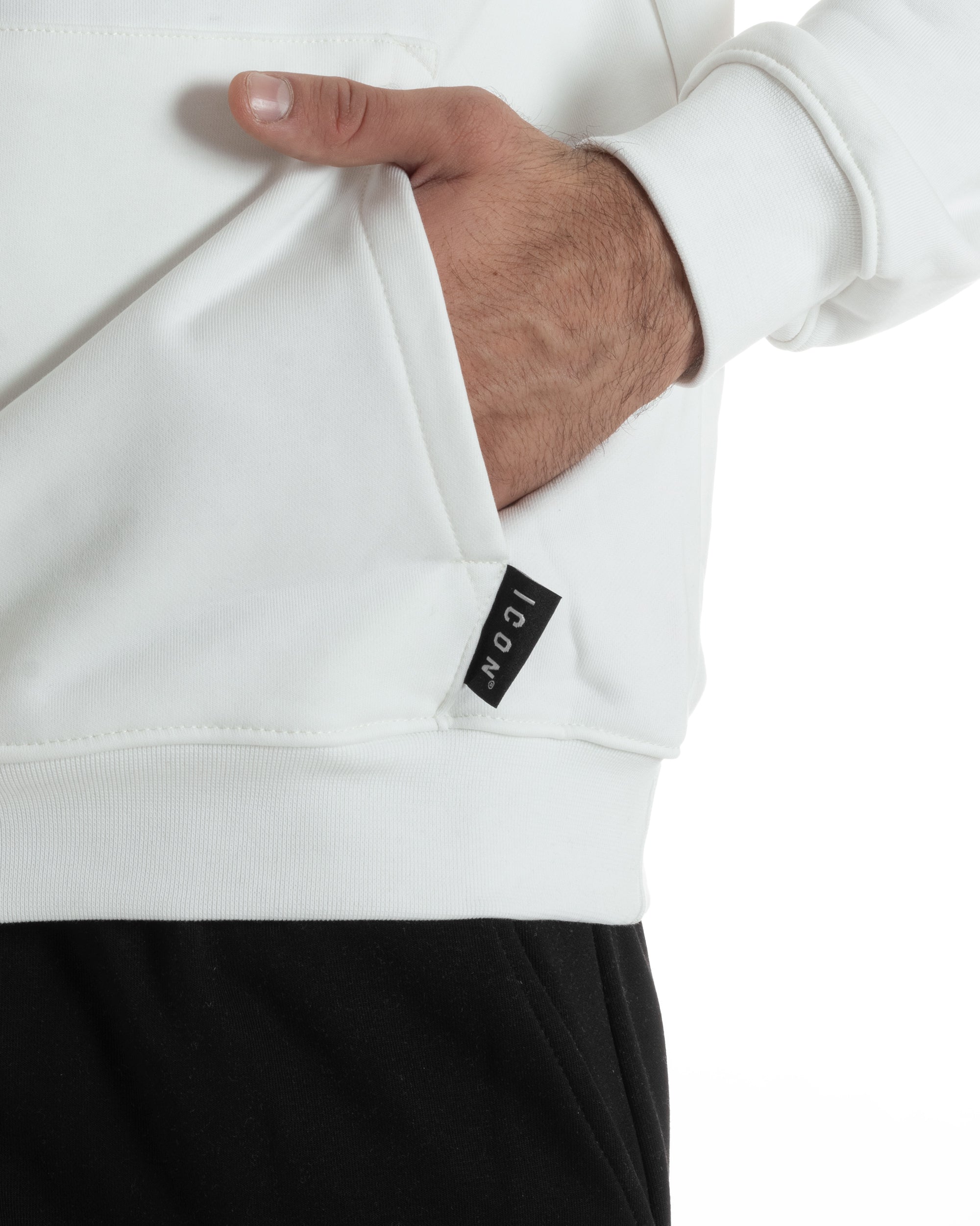 Felpa Uomo Cappuccio Marsupio Stampa Regular Fit Basic Bianco ICON ICUF2W6F005