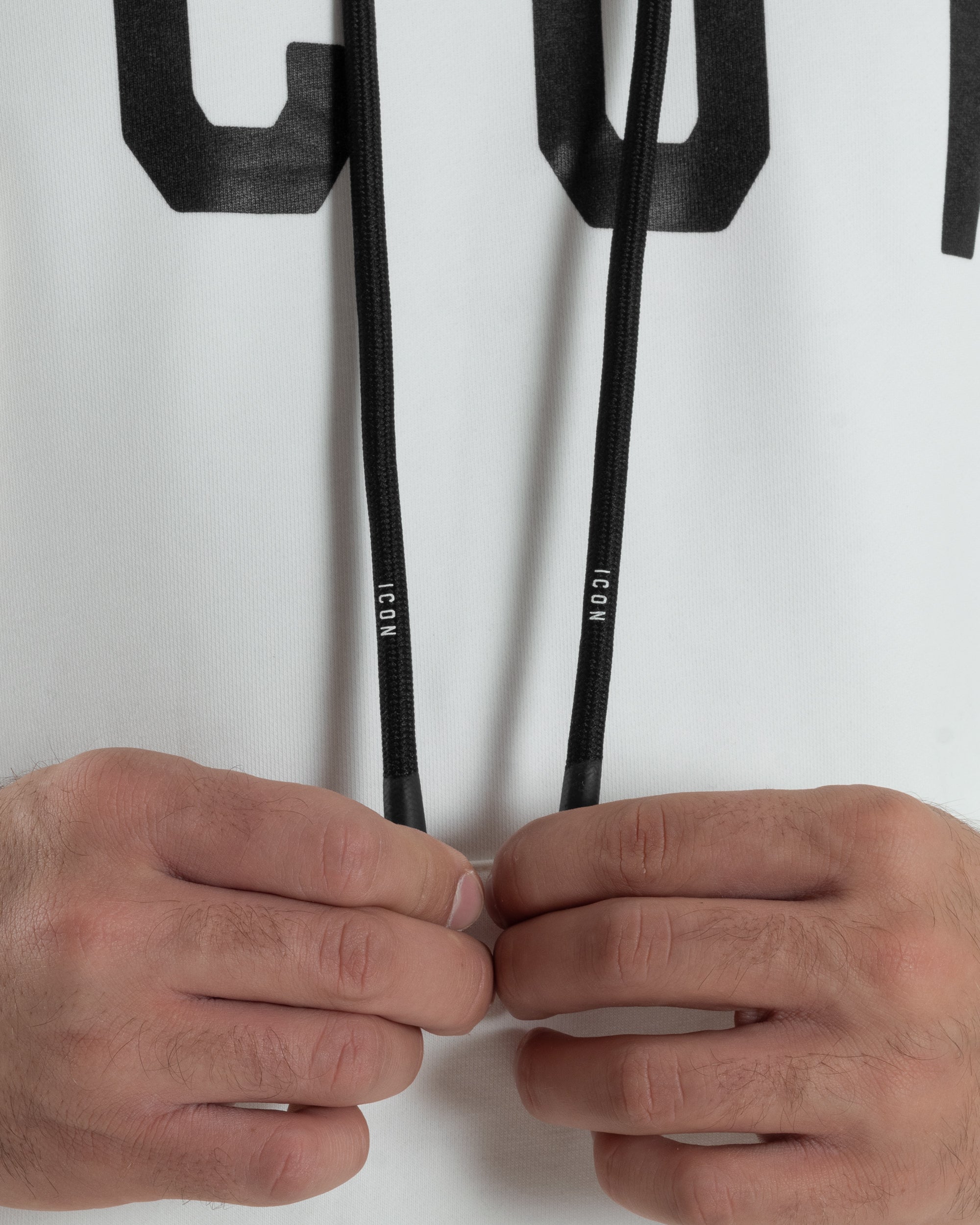 Felpa Uomo Cappuccio Marsupio Stampa Regular Fit Basic Bianco ICON ICUF2W6F005