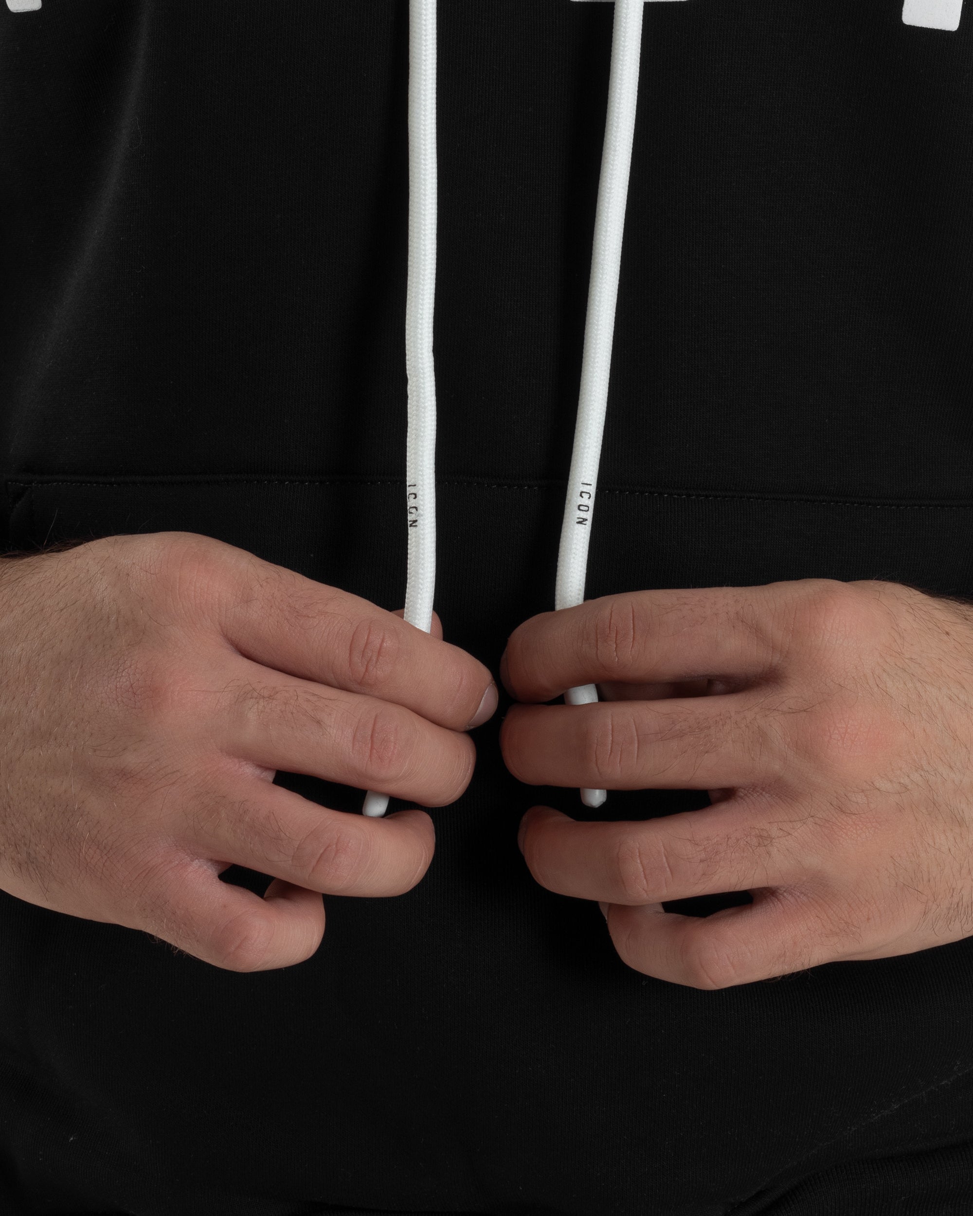 Felpa Uomo Cappuccio Marsupio Stampa Regular Fit Basic Nero ICON ICUF2W6F005