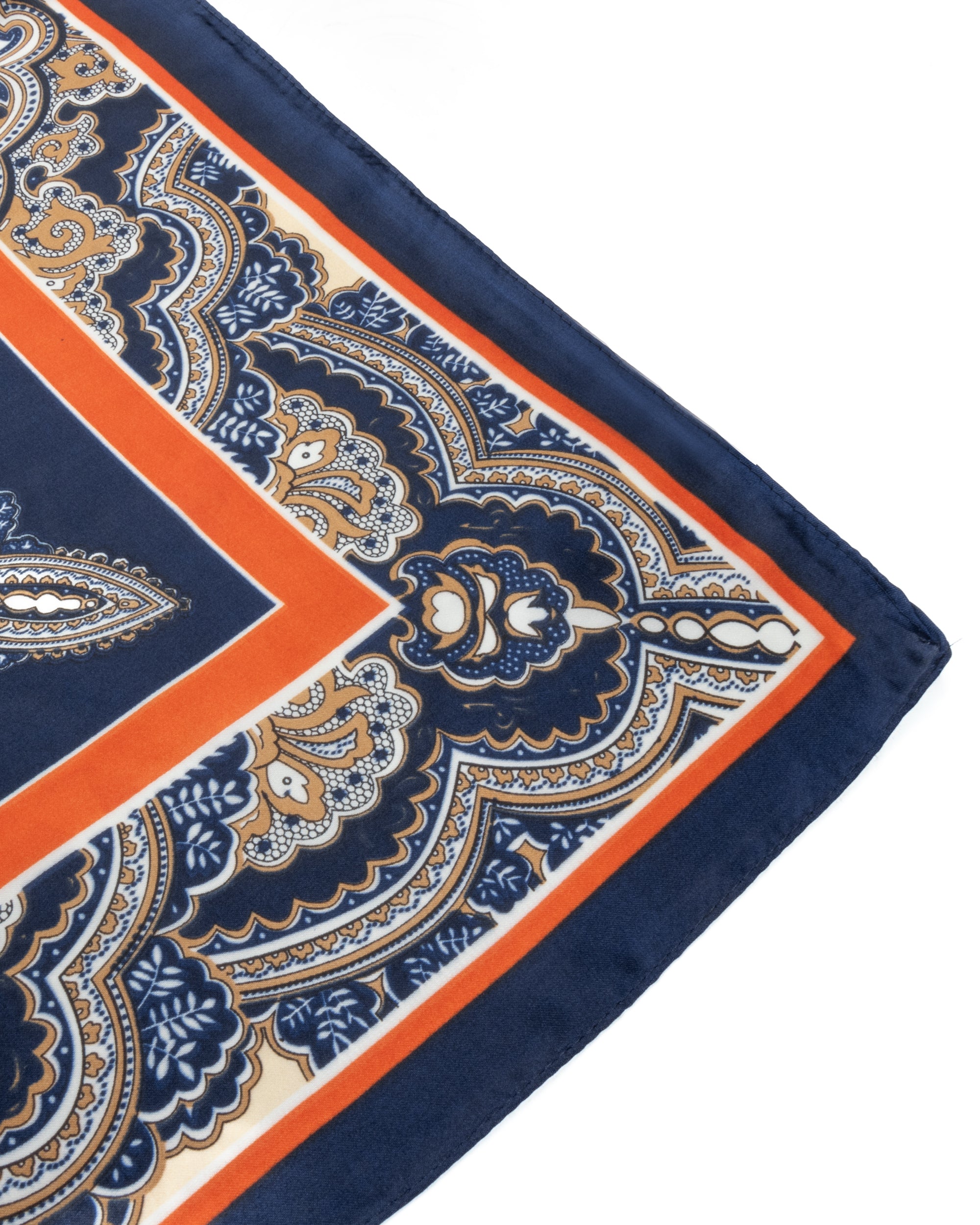 Foulard uomo unisex bandana paisley medaglione bordo doppio satinato blu GIOSAL-FD1002A