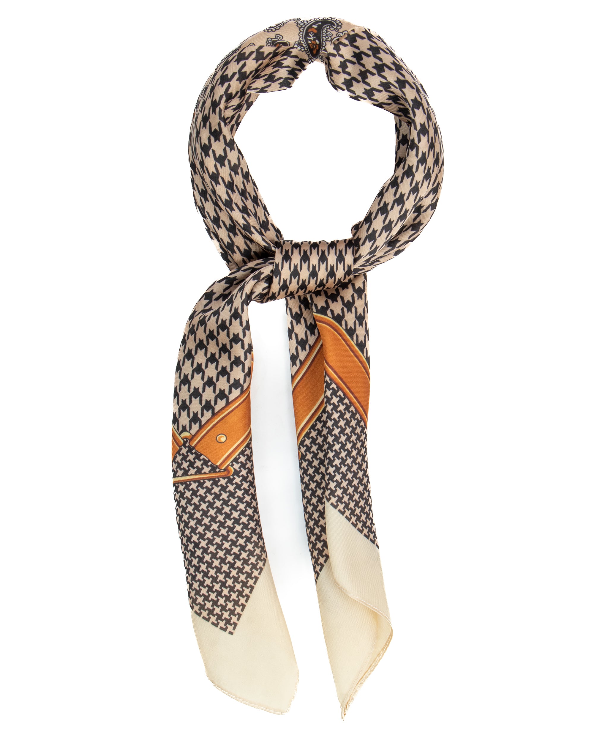 Foulard uomo unisex bandana pied-de-poule paisley bordo satinato beige GIOSAL-FD1004A