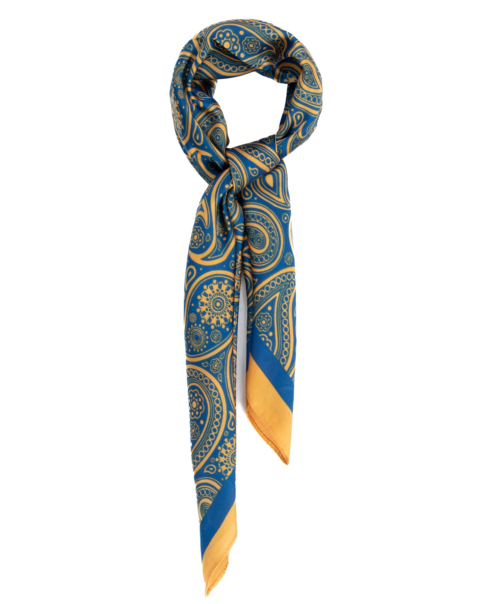 Foulard uomo unisex bandana paisley mandala bordo satinato bicolore blu GIOSAL-FD1005A