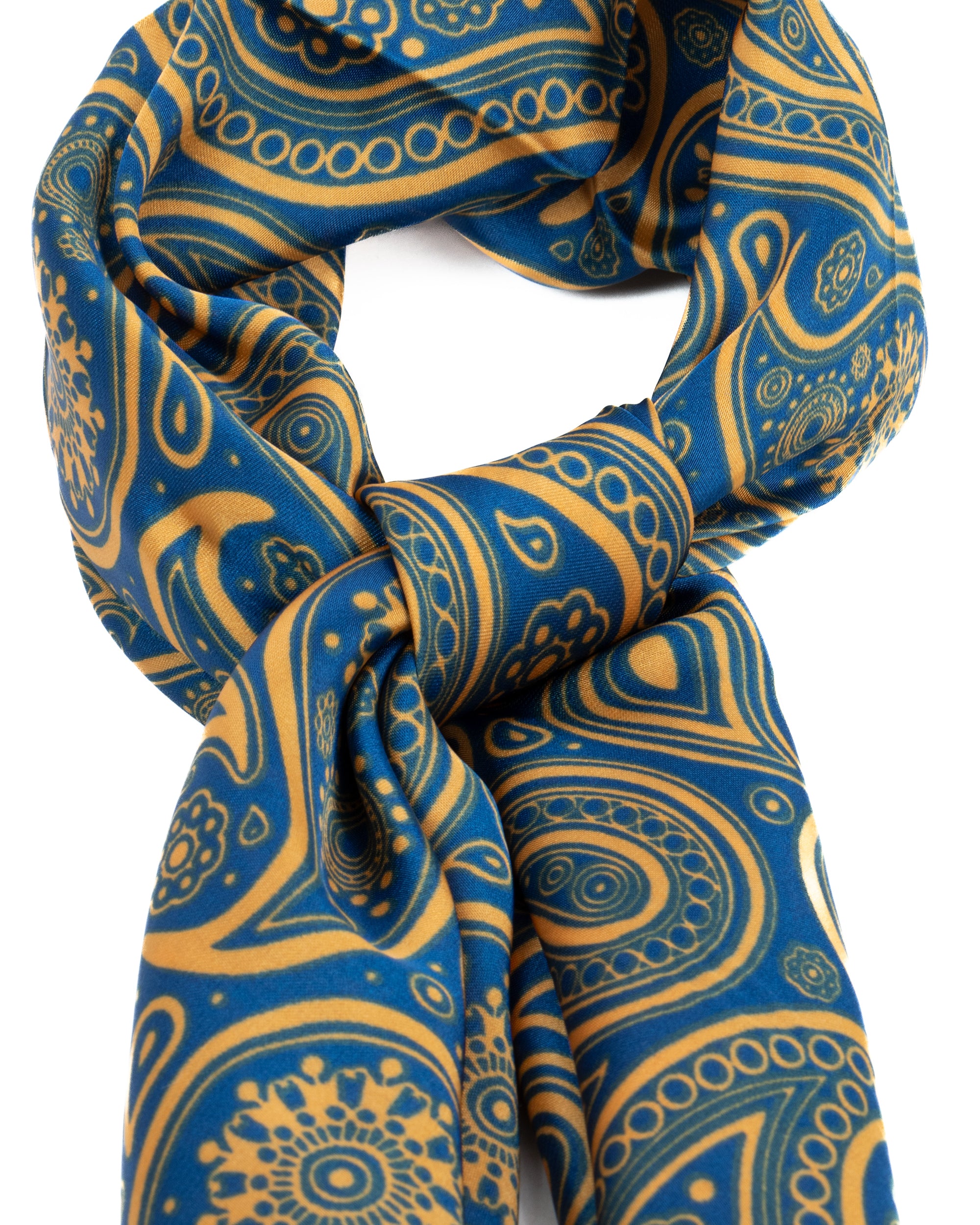 Foulard uomo unisex bandana paisley mandala bordo satinato bicolore blu GIOSAL-FD1005A