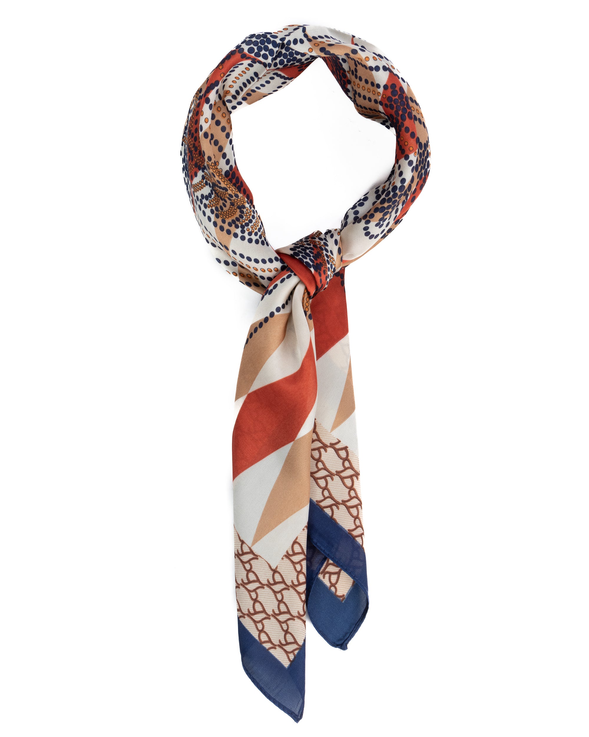 Foulard uomo unisex bandana fantino rombi bordo satinato beige GIOSAL-FD1007A