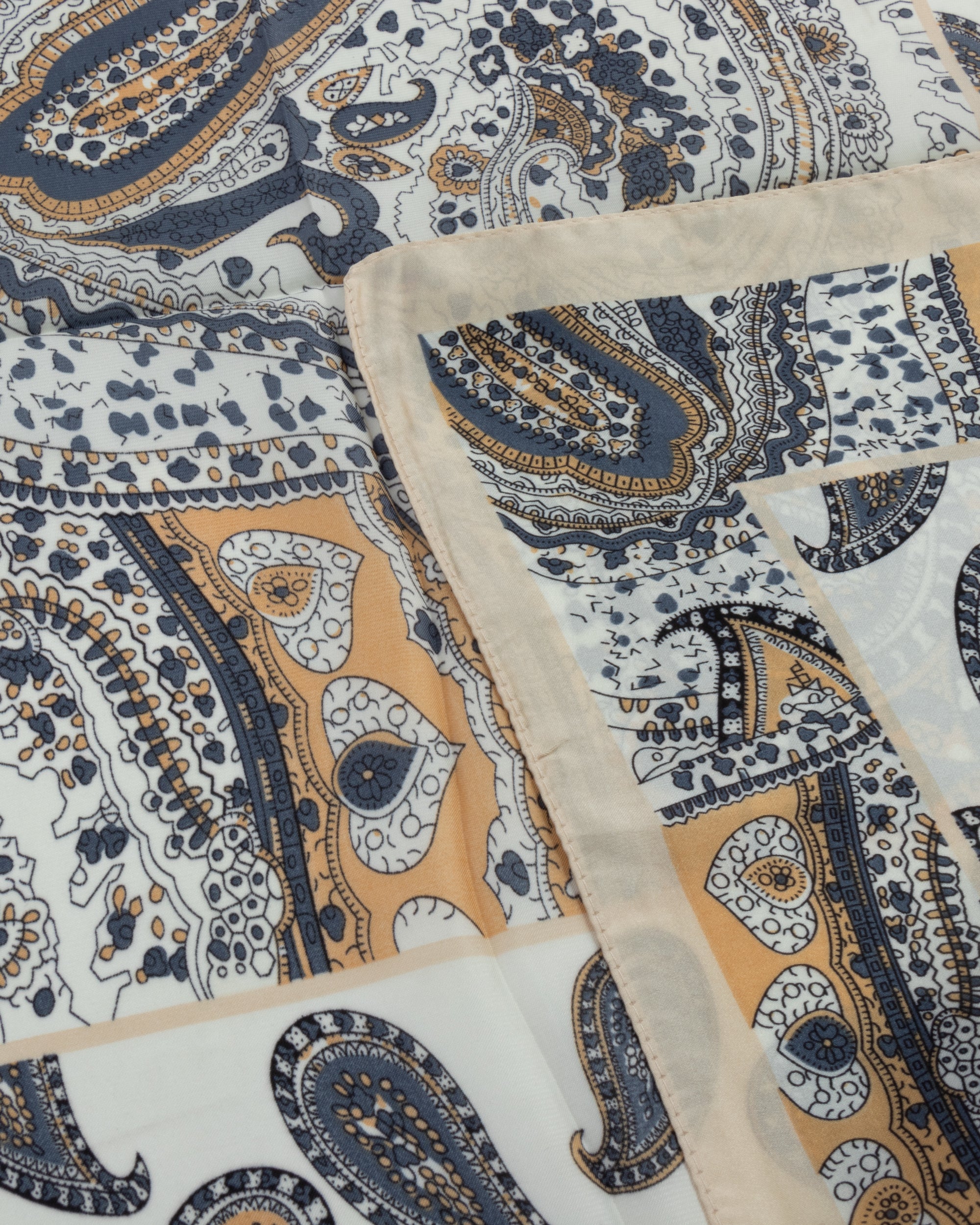 Foulard uomo unisex bandana paisley micro-dettagli bordo satinato bianco GIOSAL-FD1009A