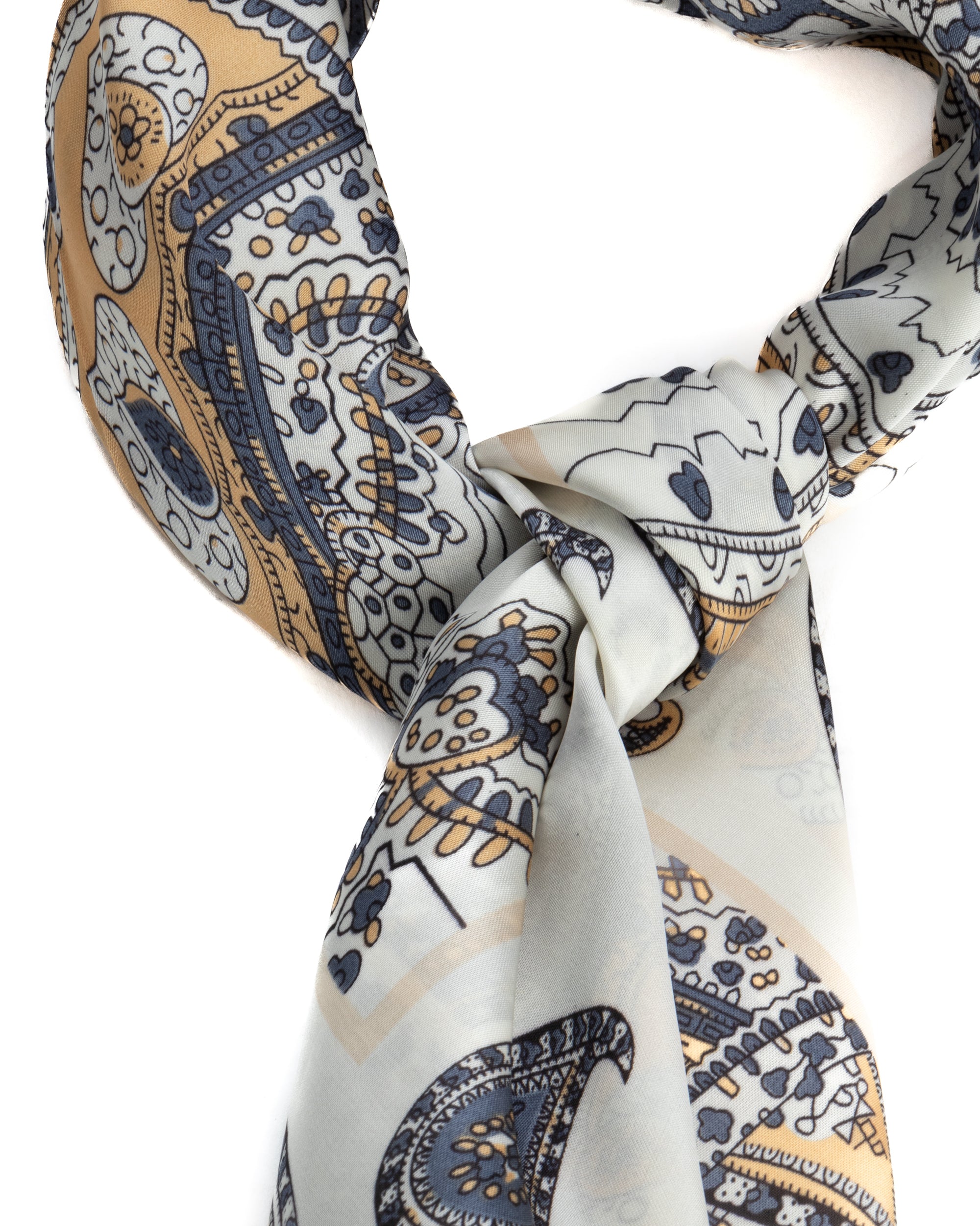 Foulard uomo unisex bandana paisley micro-dettagli bordo satinato bianco GIOSAL-FD1009A