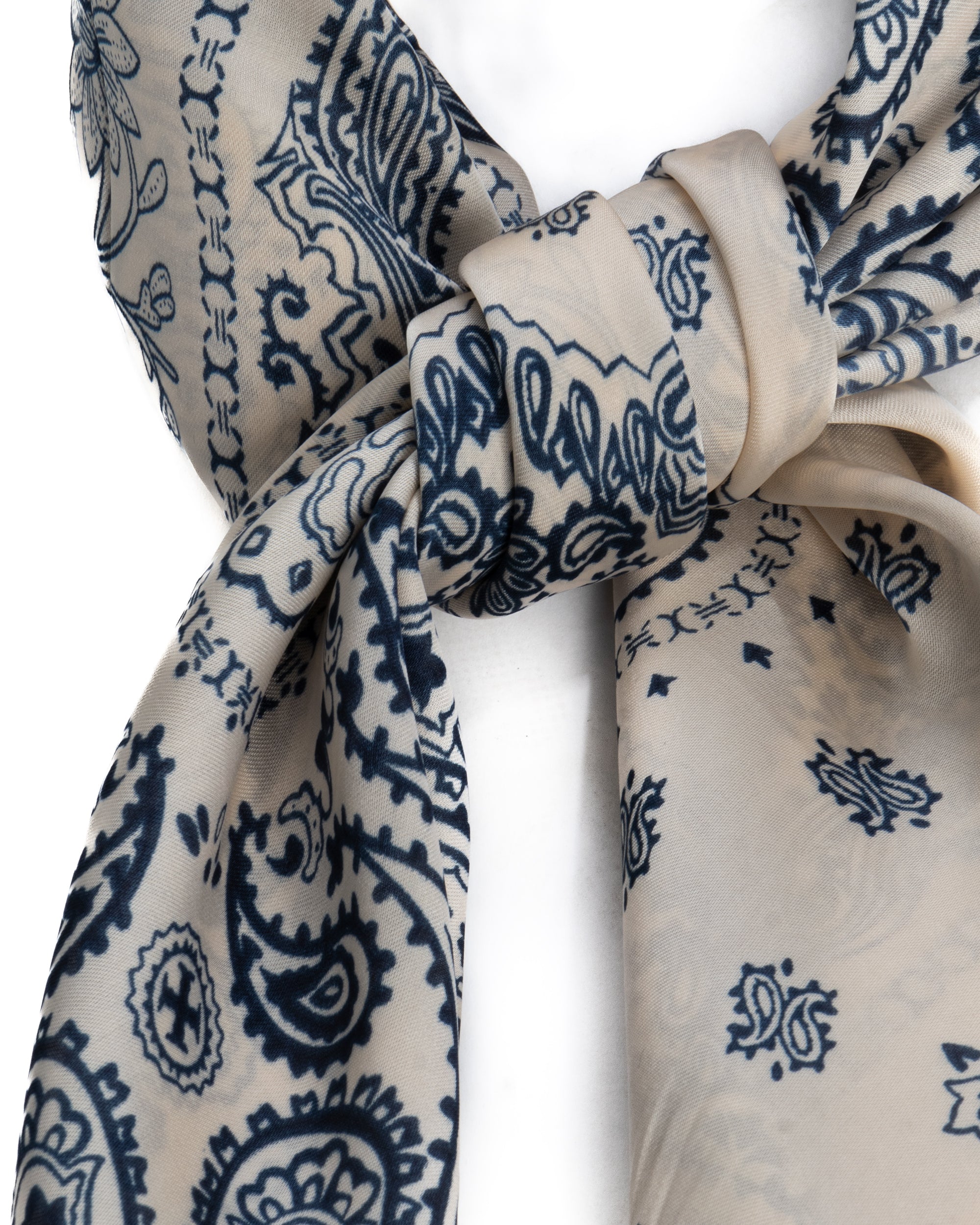Foulard uomo unisex bandana paisley quattro quadranti croce floreale bianco GIOSAL-FD1010A