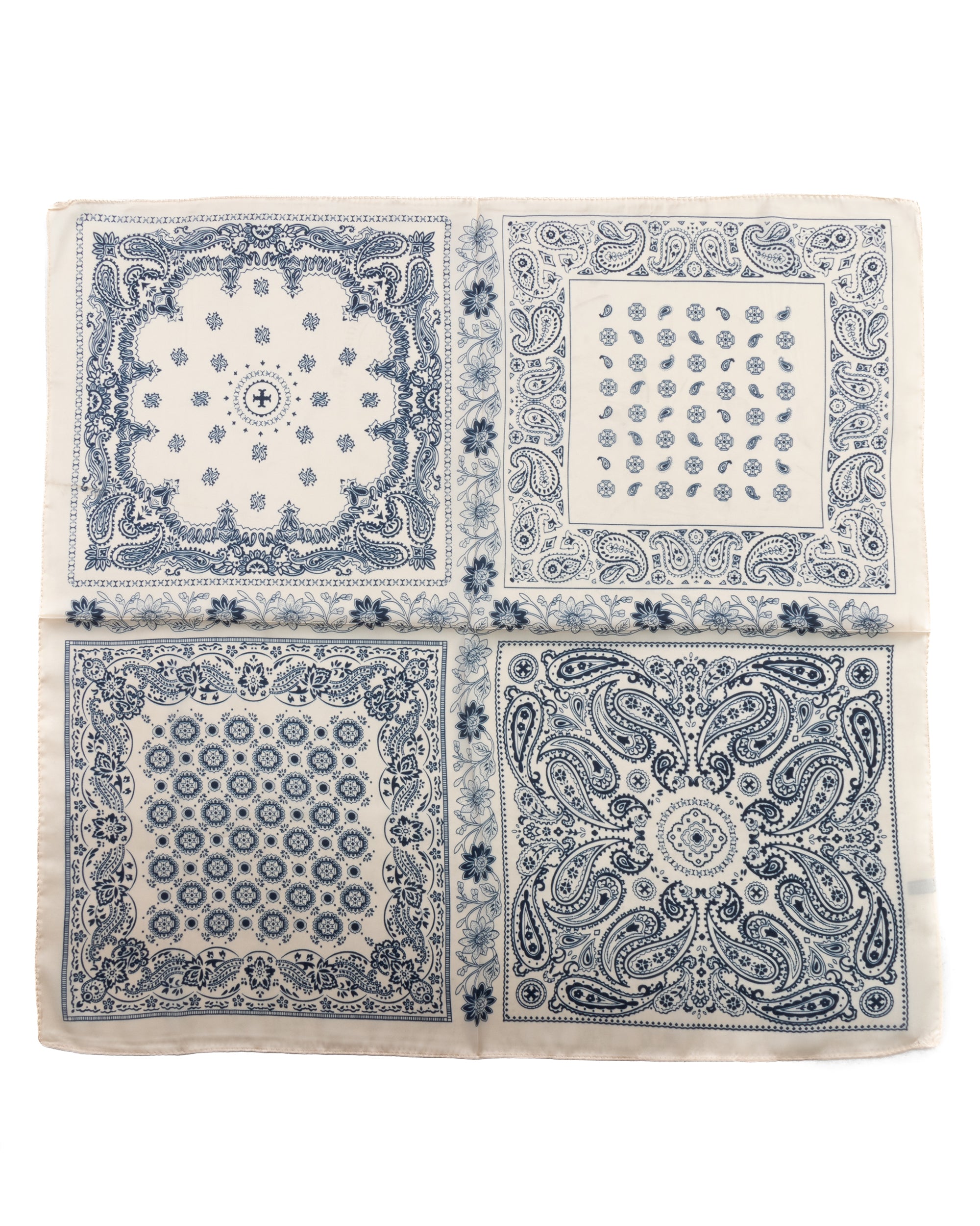 Foulard uomo unisex bandana paisley quattro quadranti croce floreale bianco GIOSAL-FD1010A
