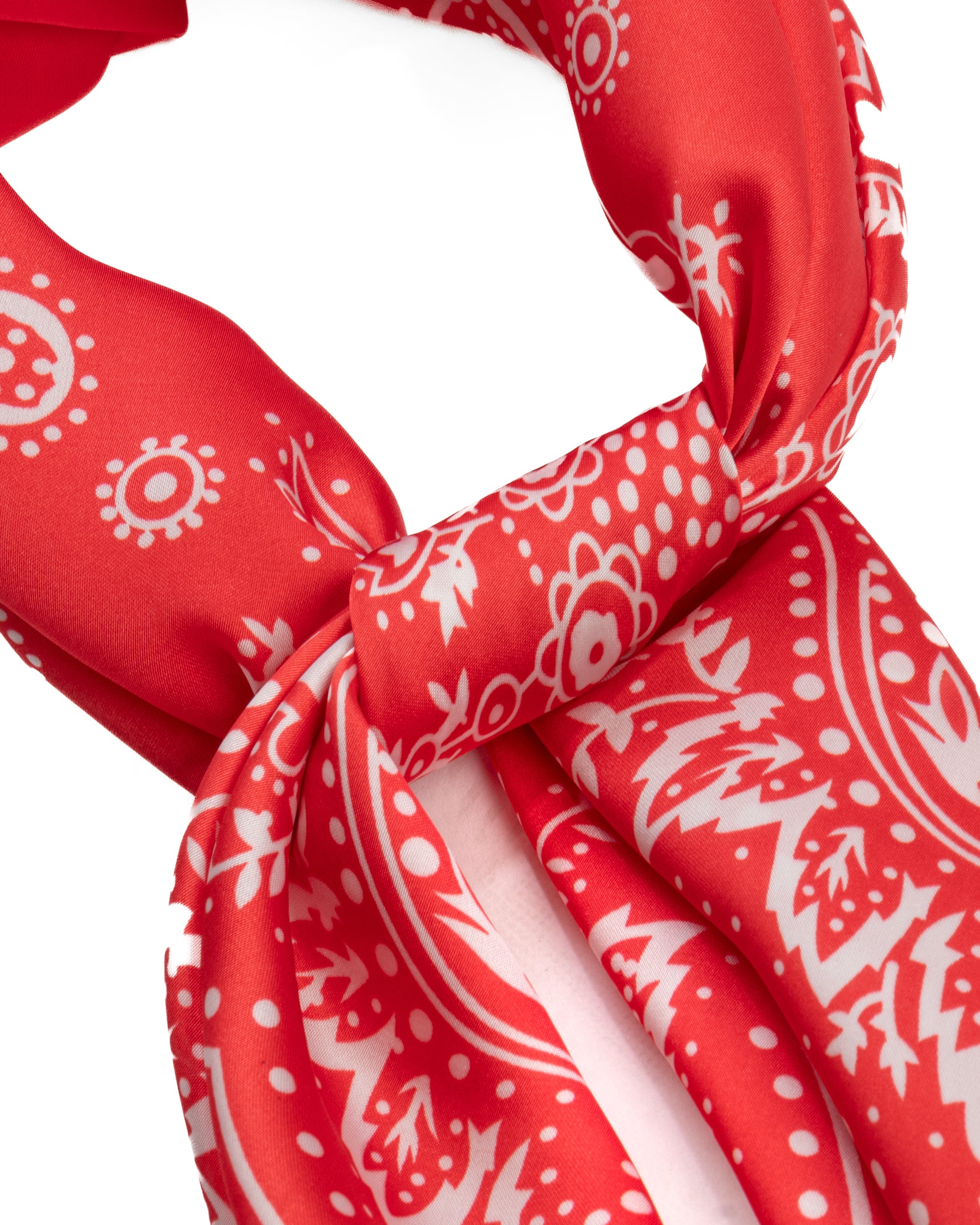 Foulard uomo unisex bandana paisley medaglione simmetrico bordo satinato rosso GIOSAL-FD1012A