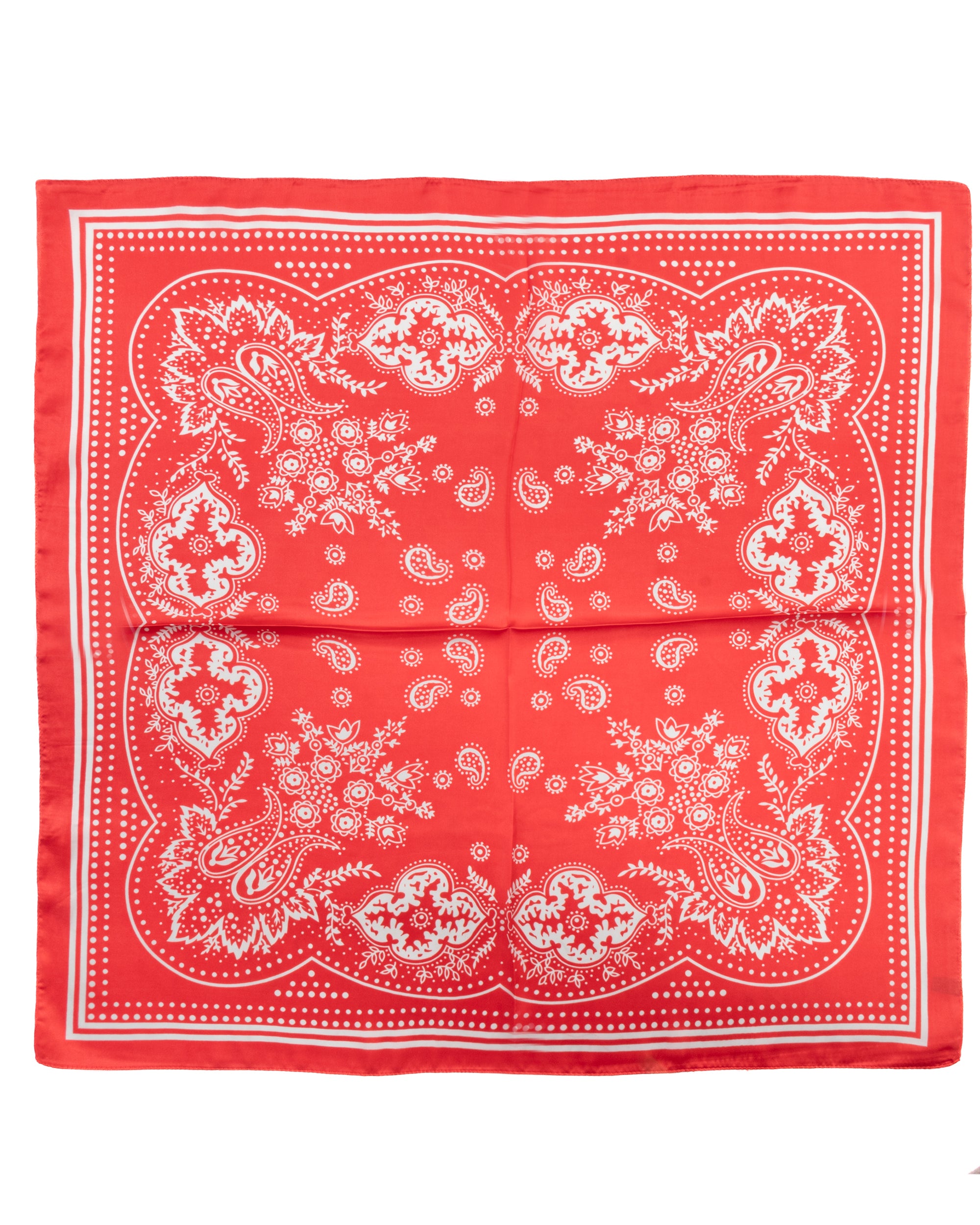 Foulard uomo unisex bandana paisley medaglione simmetrico bordo satinato rosso GIOSAL-FD1012A