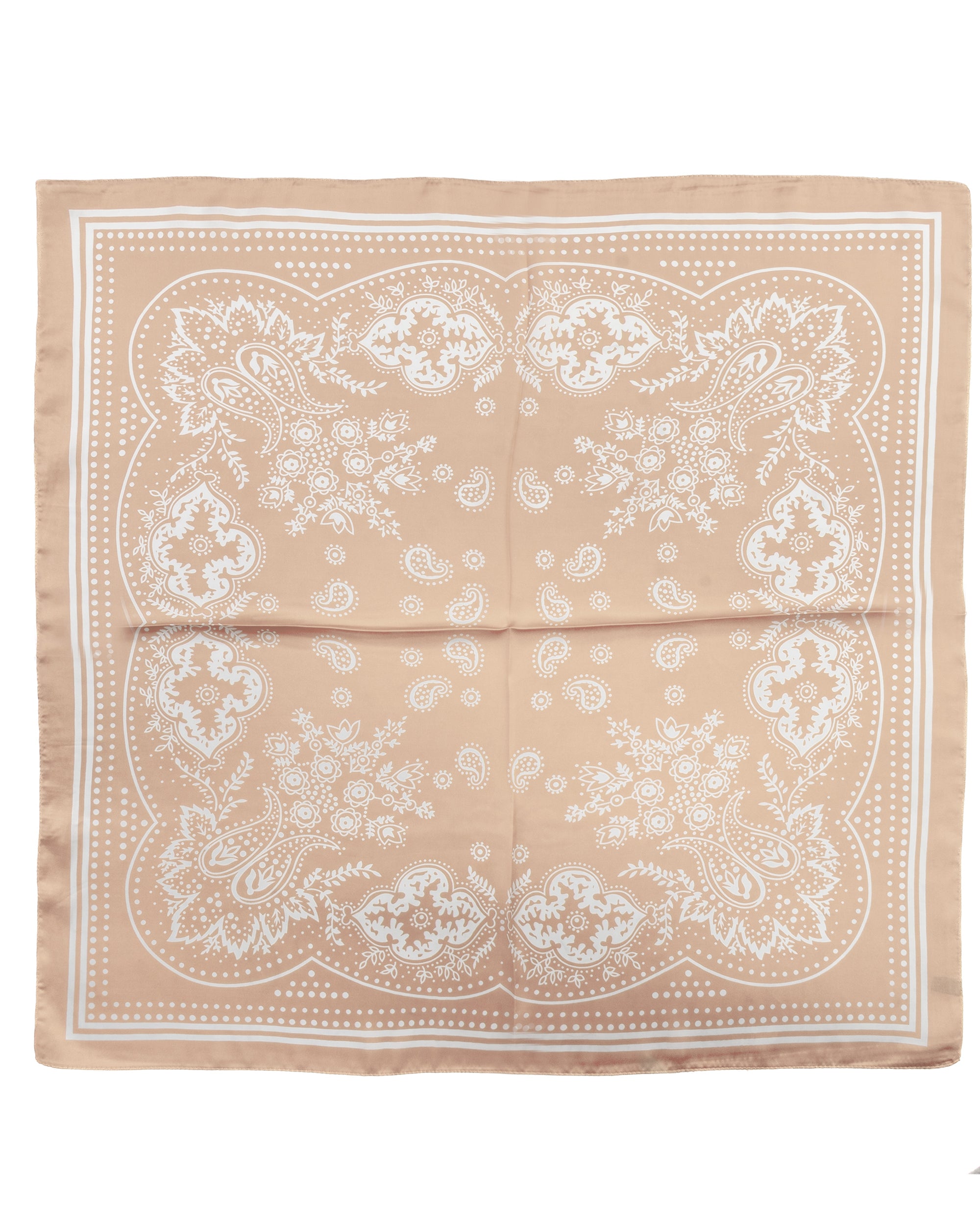 Foulard uomo unisex bandana paisley medaglione simmetrico bordo satinato beige GIOSAL-FD1013A