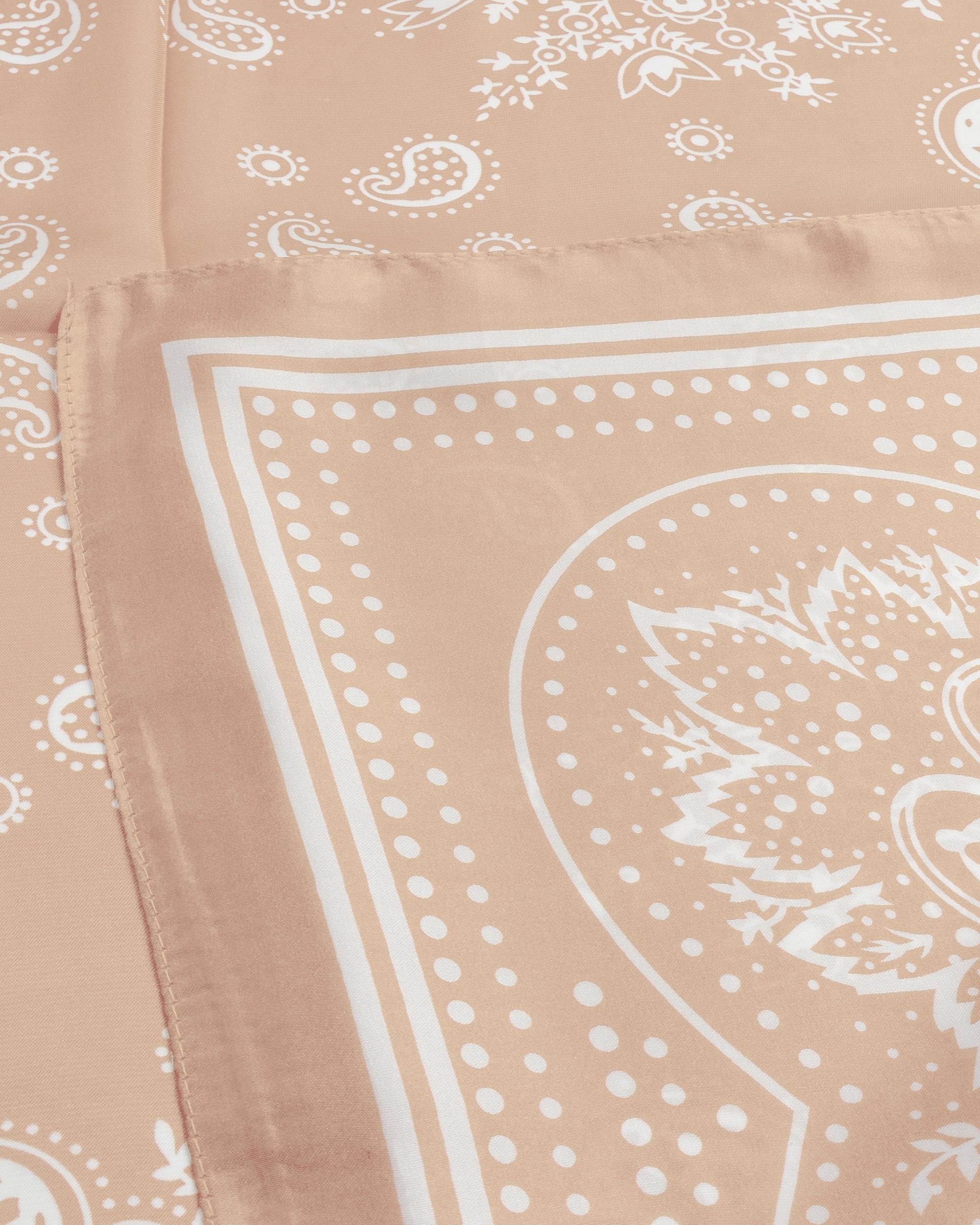 Foulard uomo unisex bandana paisley medaglione simmetrico bordo satinato beige GIOSAL-FD1013A